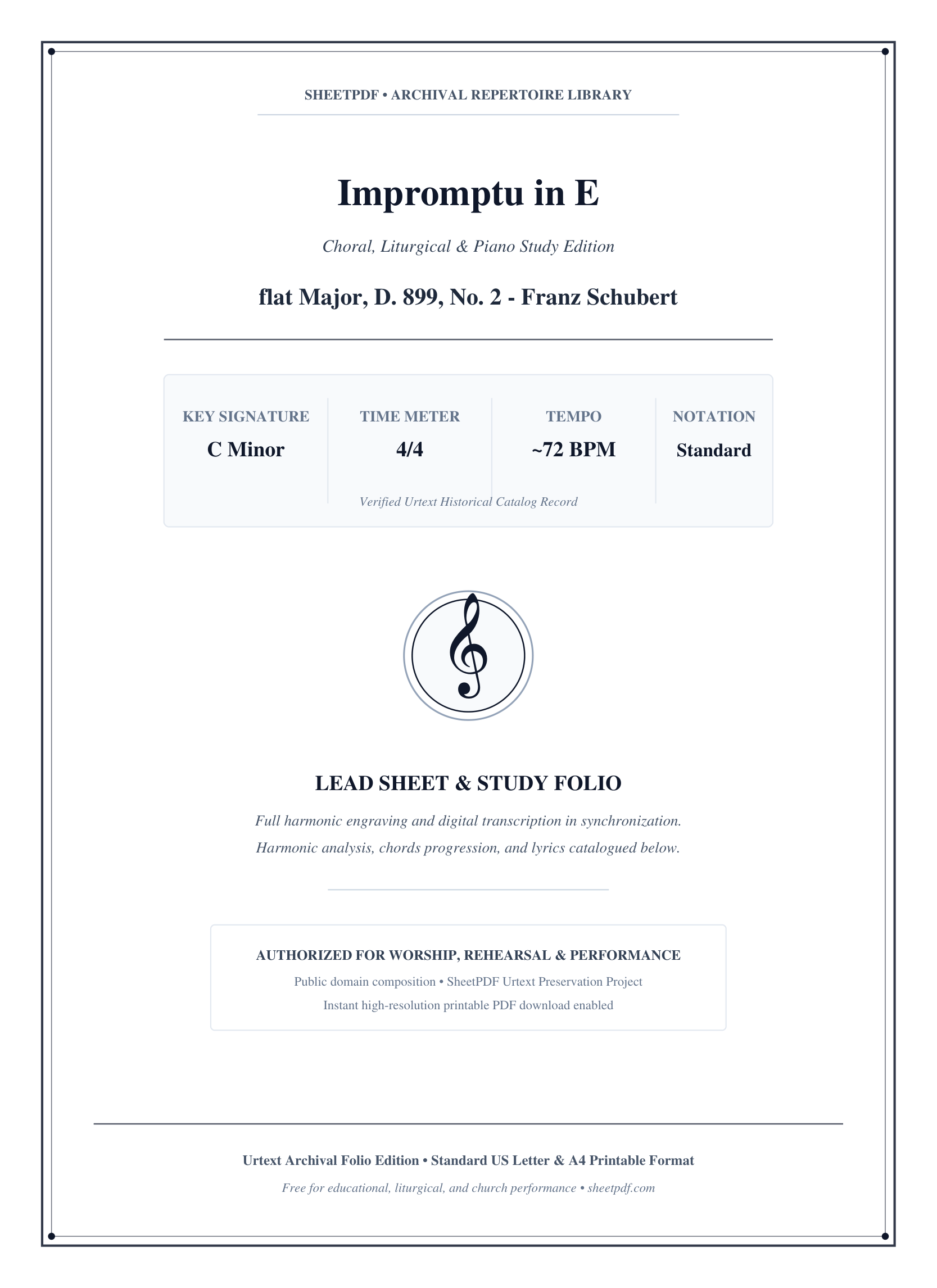 Impromptu in E Piano Sheet Music Page 1 Free PDF