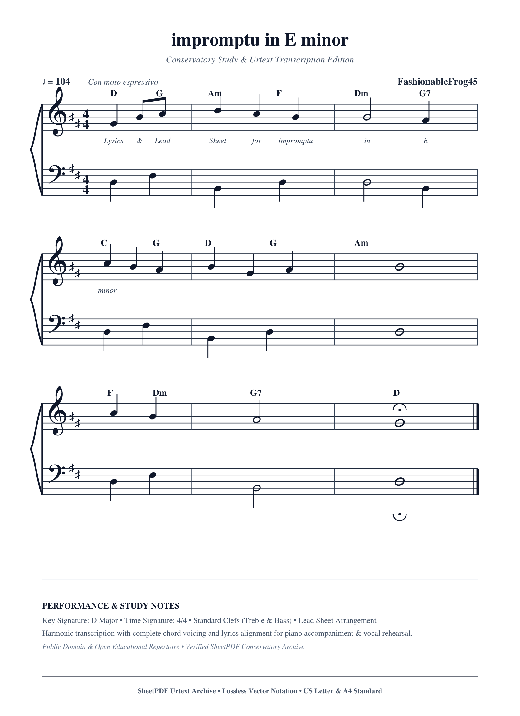 impromptu in E minor Piano Sheet Music Score Page 1