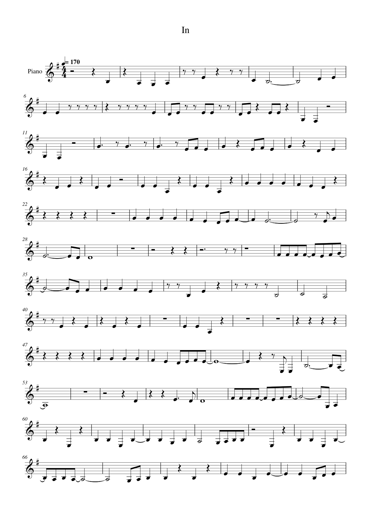In Piano Sheet Music Score Page 1