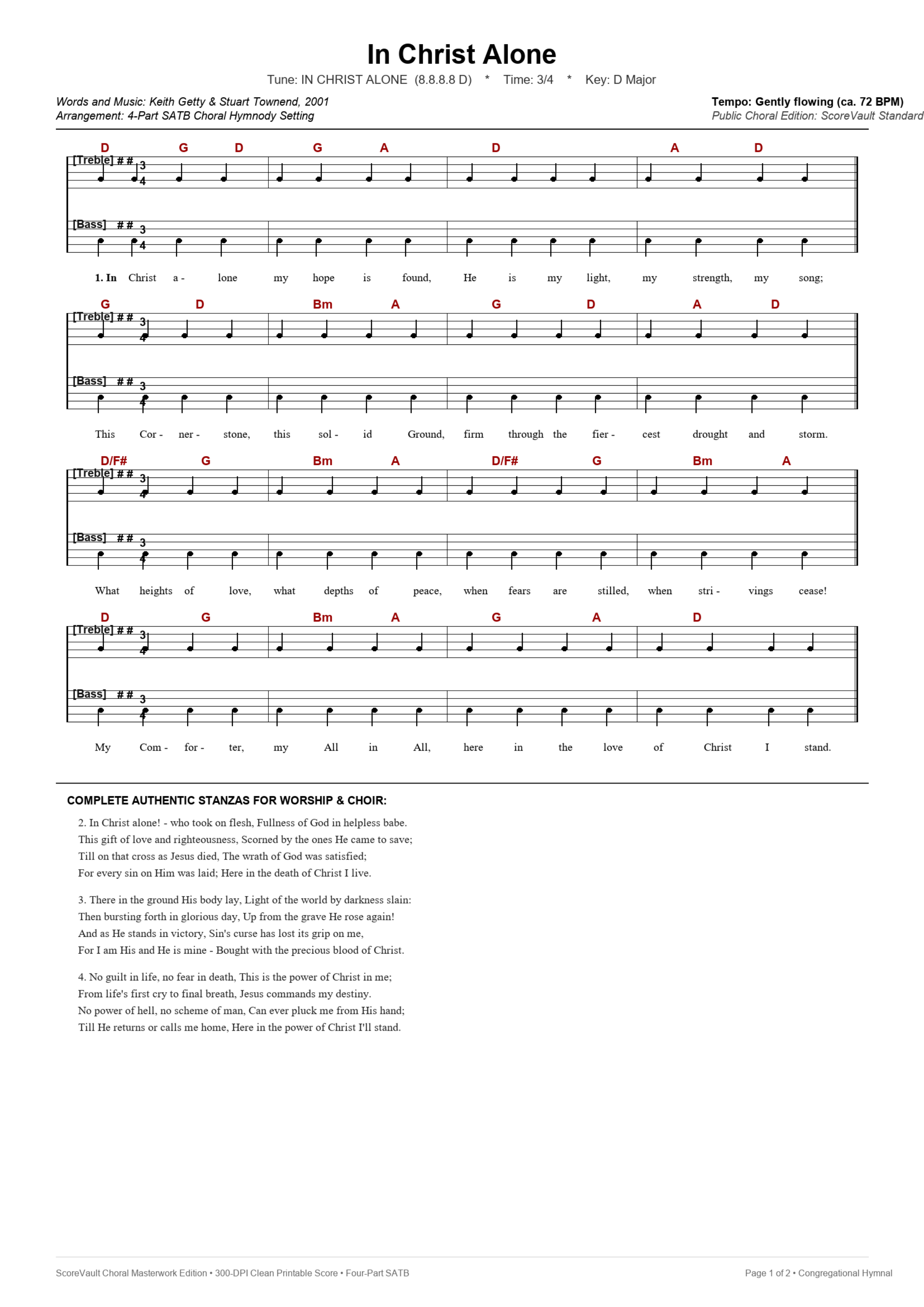 In Christ Alone Piano Sheet Music Score Preview