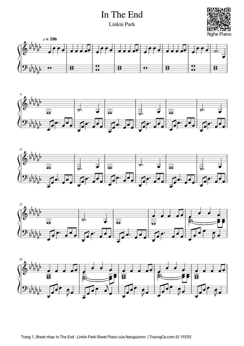 In The End Lyrics & Chords Folio