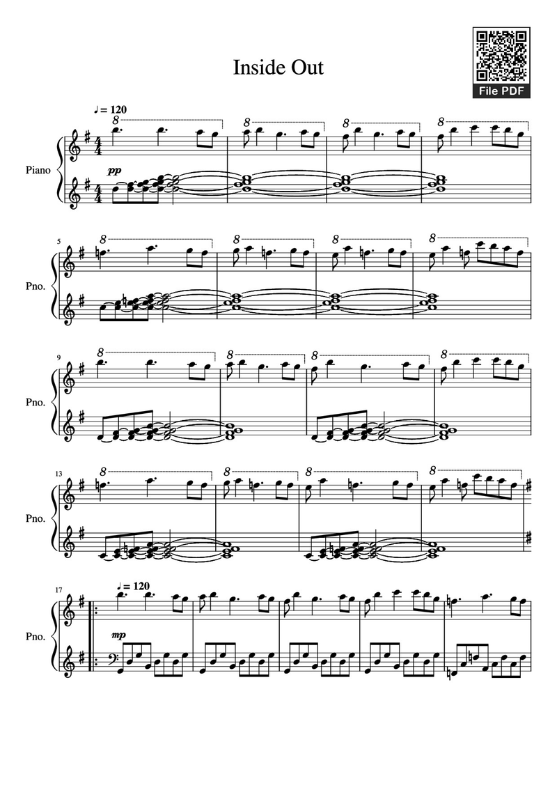 Inside Out Piano Sheet Music Page 1 Free PDF