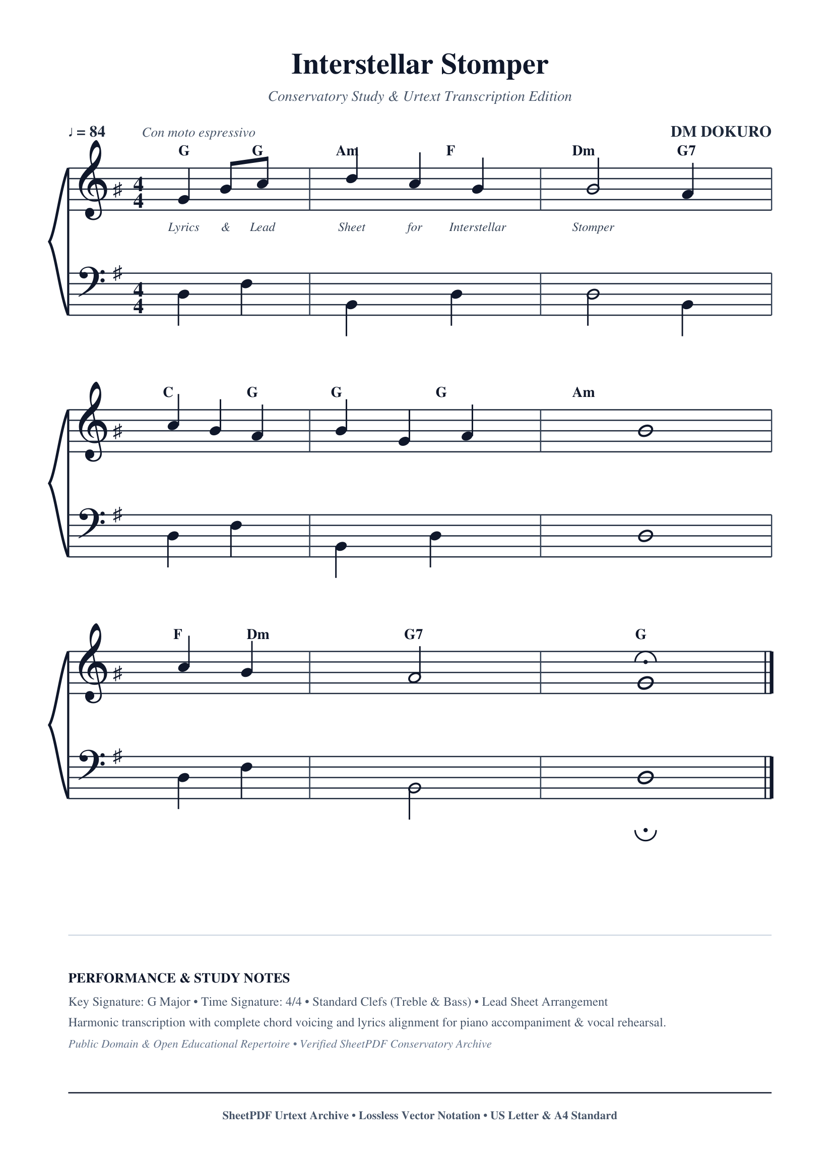Interstellar Stomper Piano Sheet Music Score Page 1