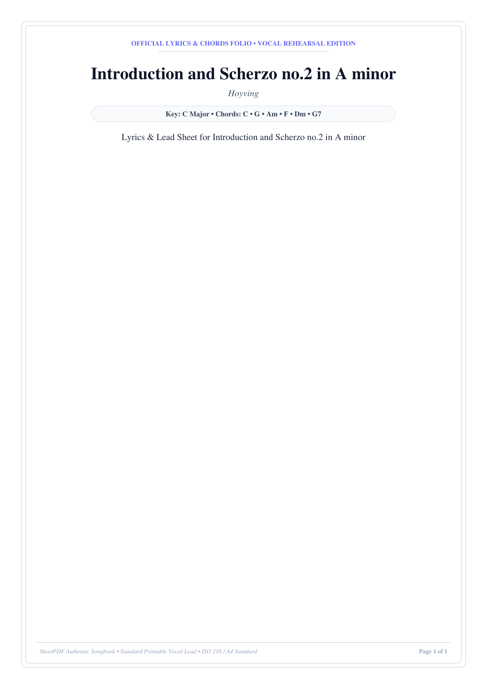 Introduction and Scherzo no.2 in A minor Piano Sheet Music Page 1 Free PDF