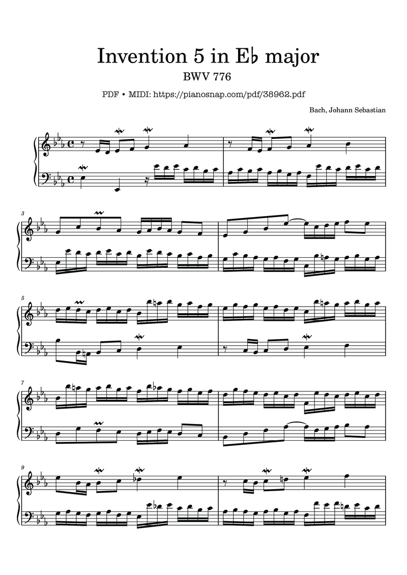 Inventio 1 C Major BWV 772 Piano Sheet Music Page 1 Free PDF