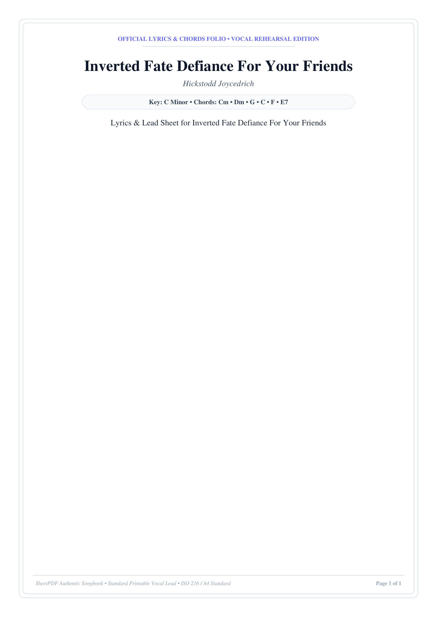 Inverted Fate Defiance For Your Friends Piano Sheet Music Page 1 Free PDF