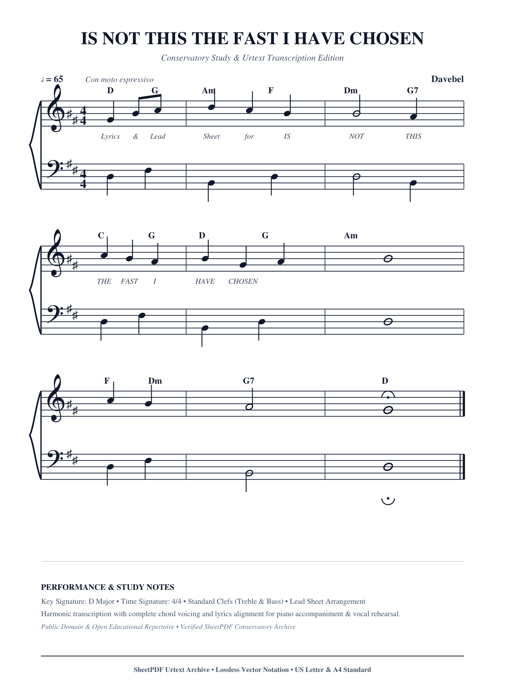 IS NOT THIS THE FAST I HAVE CHOSEN Piano Sheet Music Page 1 Free PDF