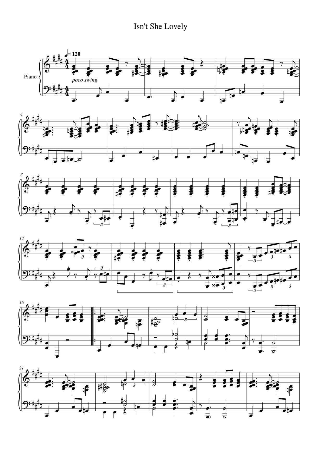 Isn't She Lovely Piano Sheet Music Page 1 Free PDF