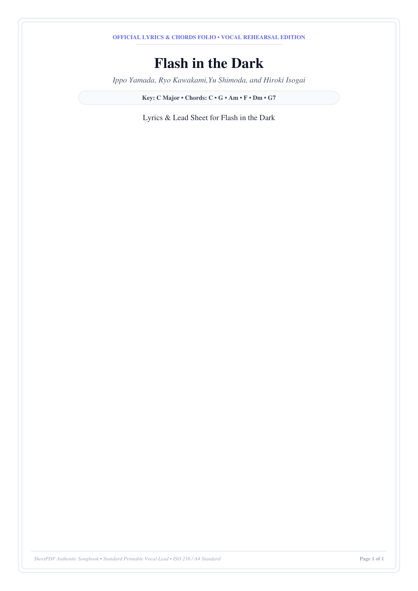 Flash in the Dark Piano Sheet Music Page 1 Free PDF