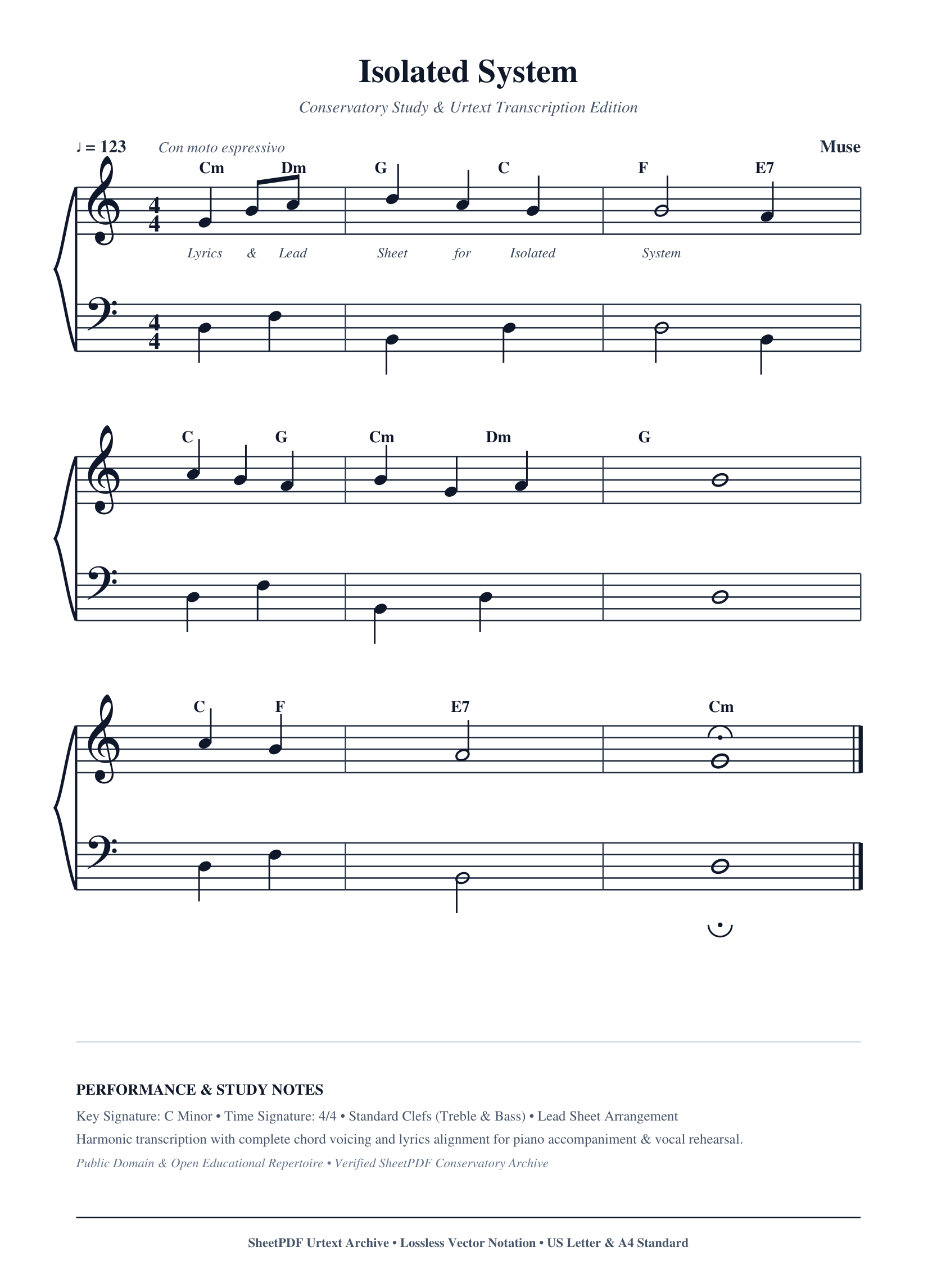 Isolated System Piano Sheet Music Score Page 1
