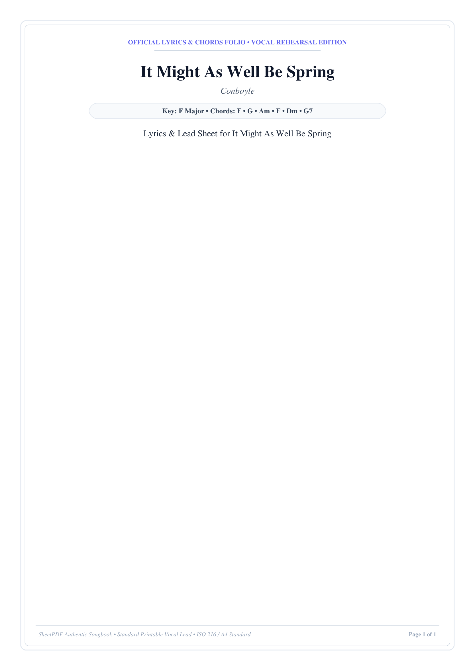 It Might As Well Be Spring Piano Sheet Music Page 1 Free PDF