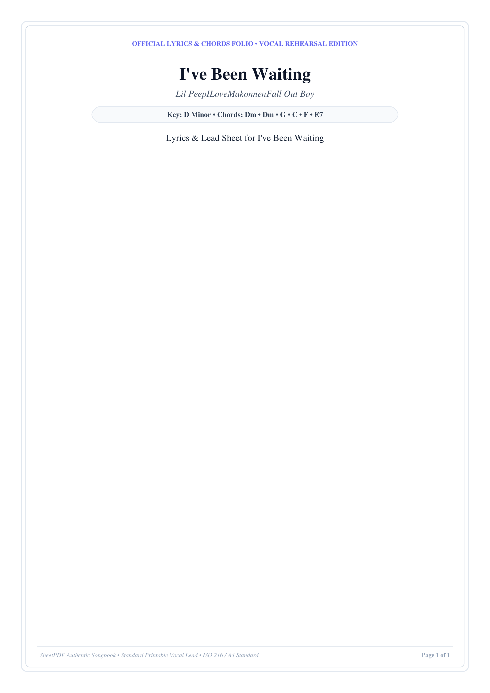 I've Been Waiting Piano Sheet Music Page 1 Free PDF