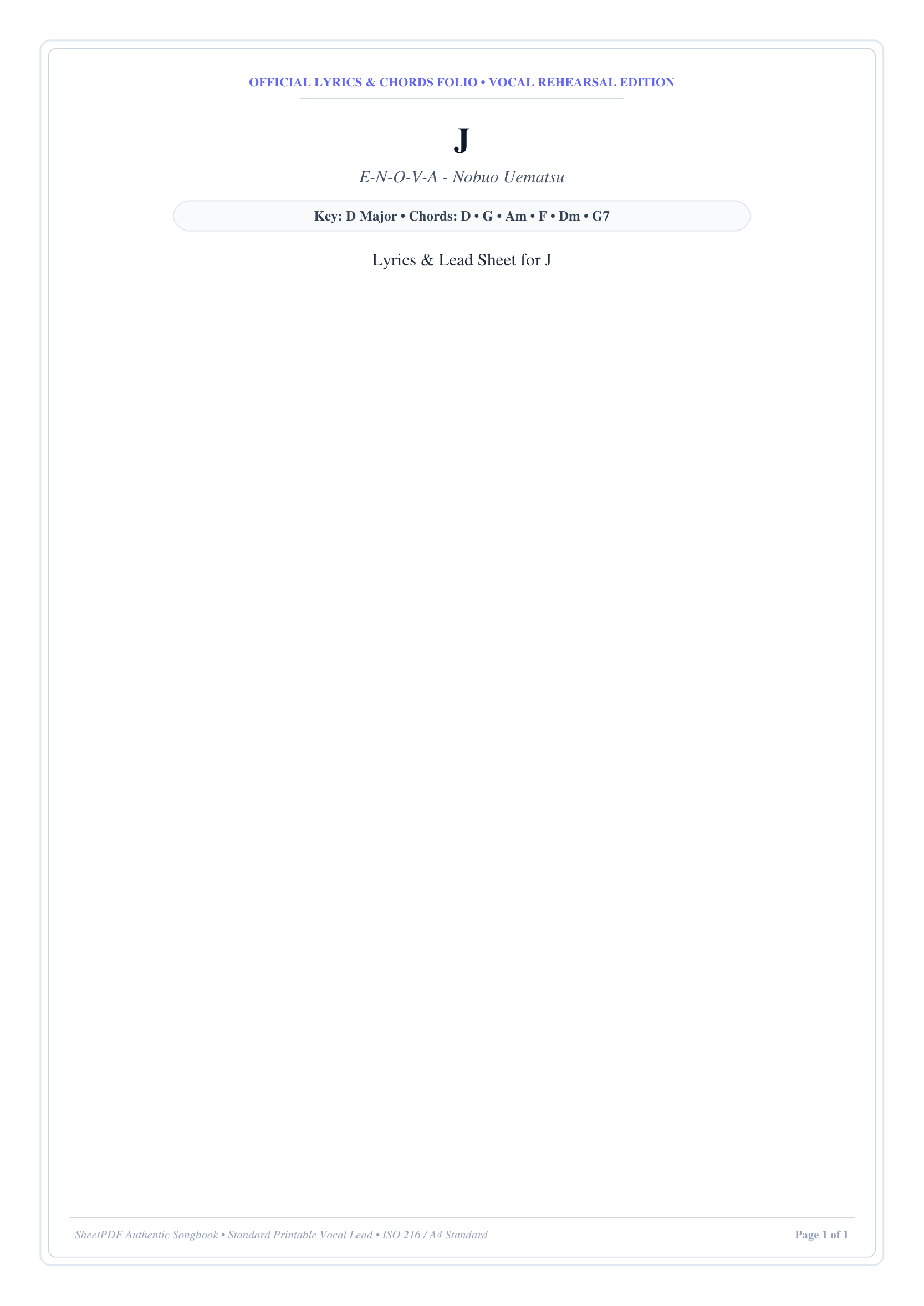 J Piano Sheet Music Page 1 Free PDF