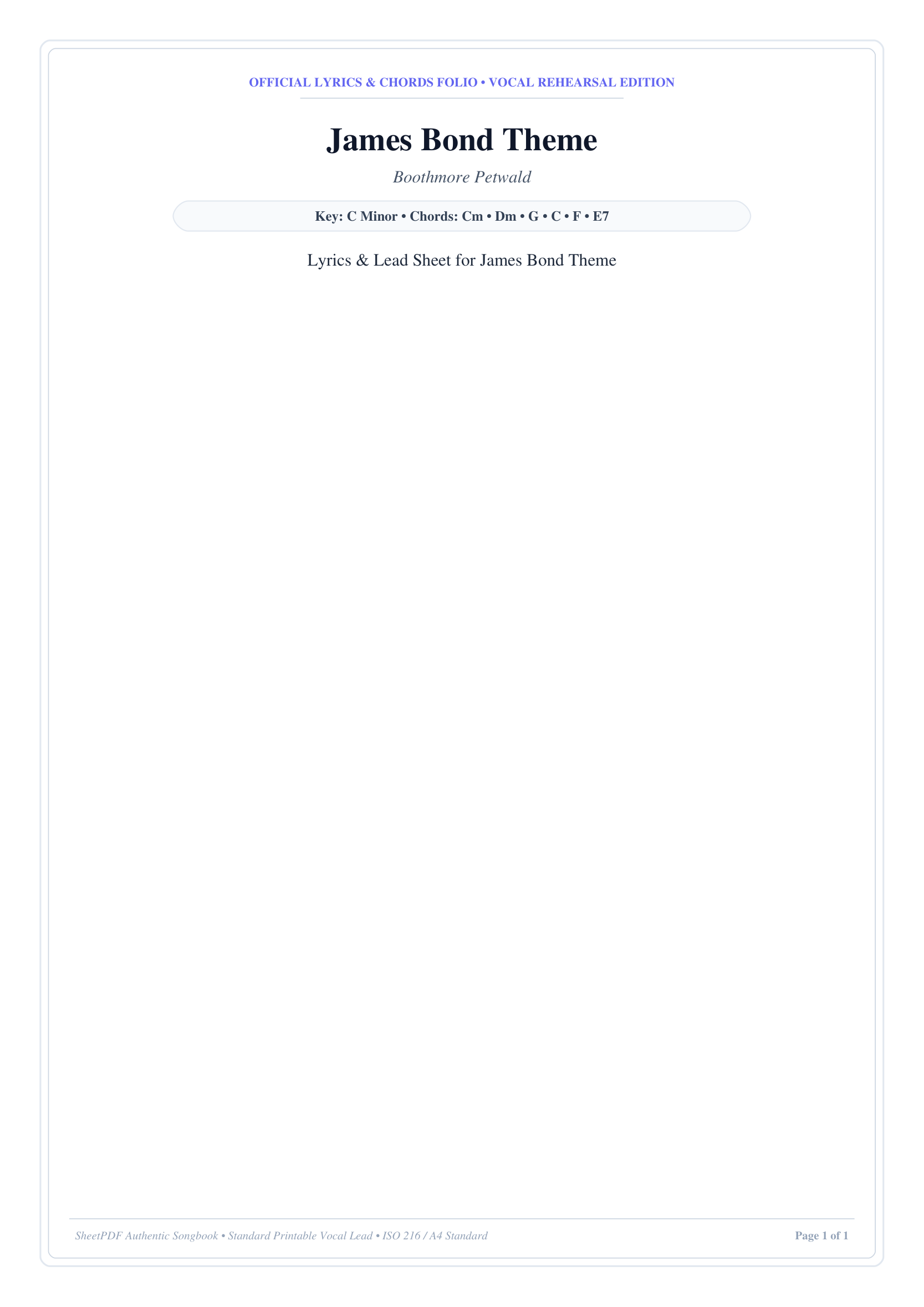 James Bond Theme Piano Sheet Music Page 1 Free PDF