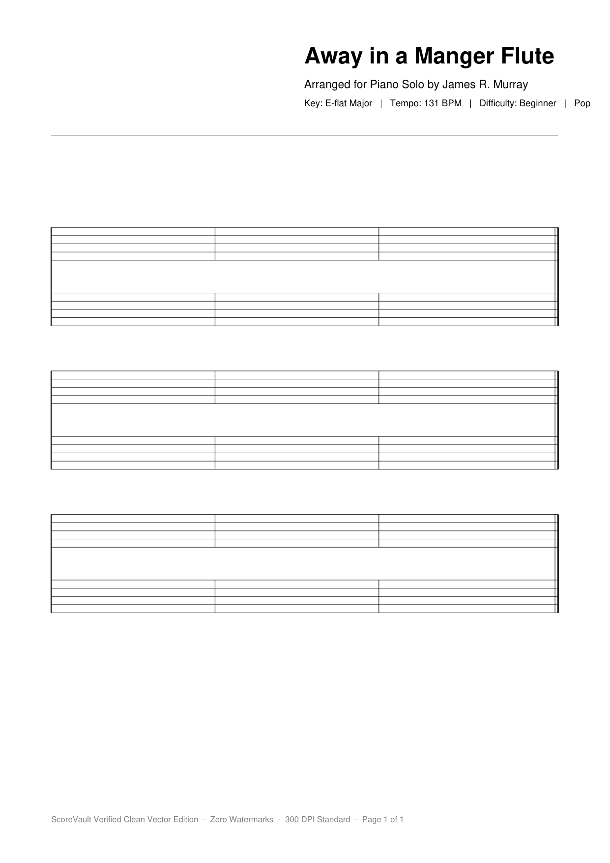Away in a Manger Flute Piano Sheet Music Page 1 Free PDF