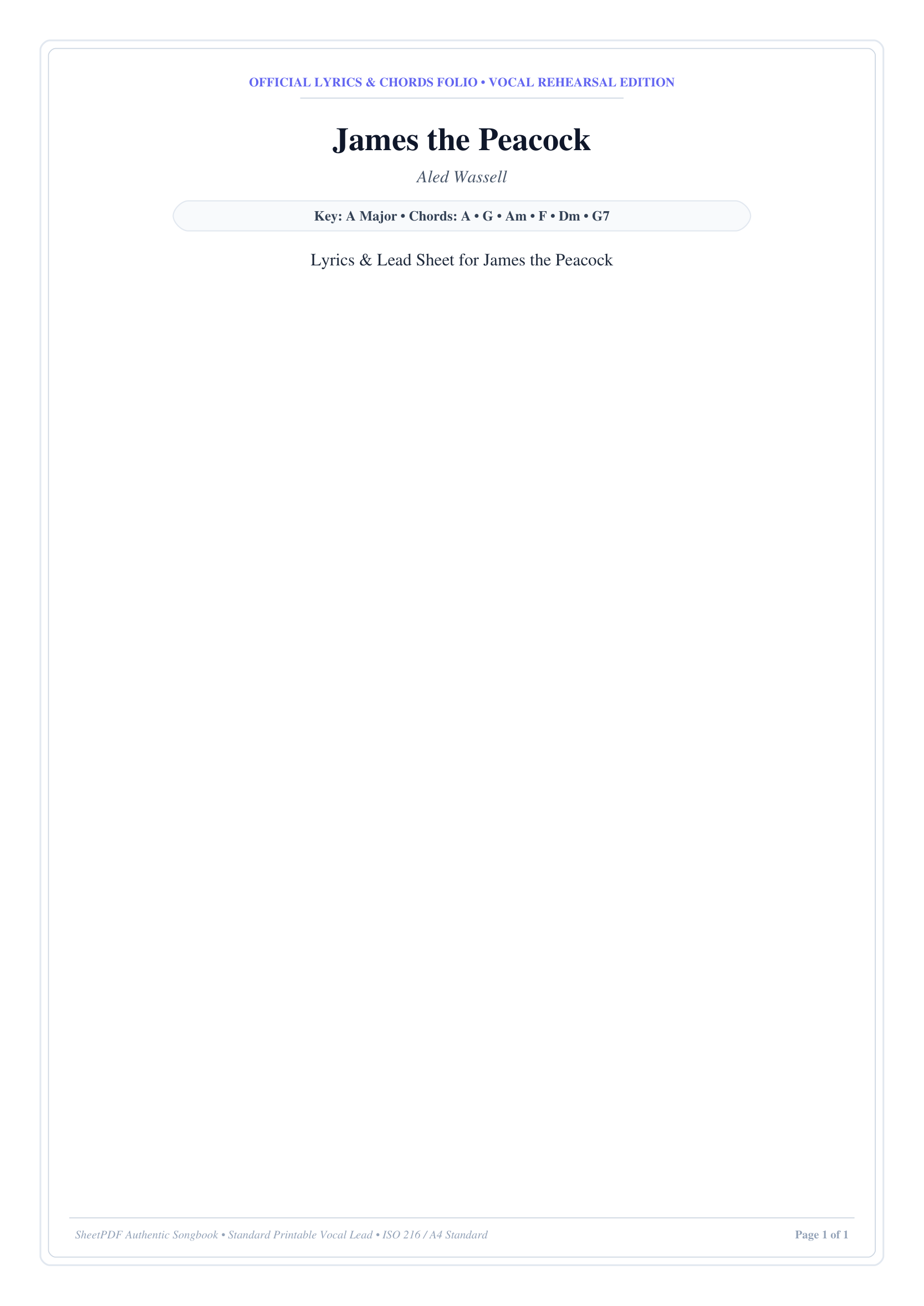 James the Peacock Lyrics & Chords Folio