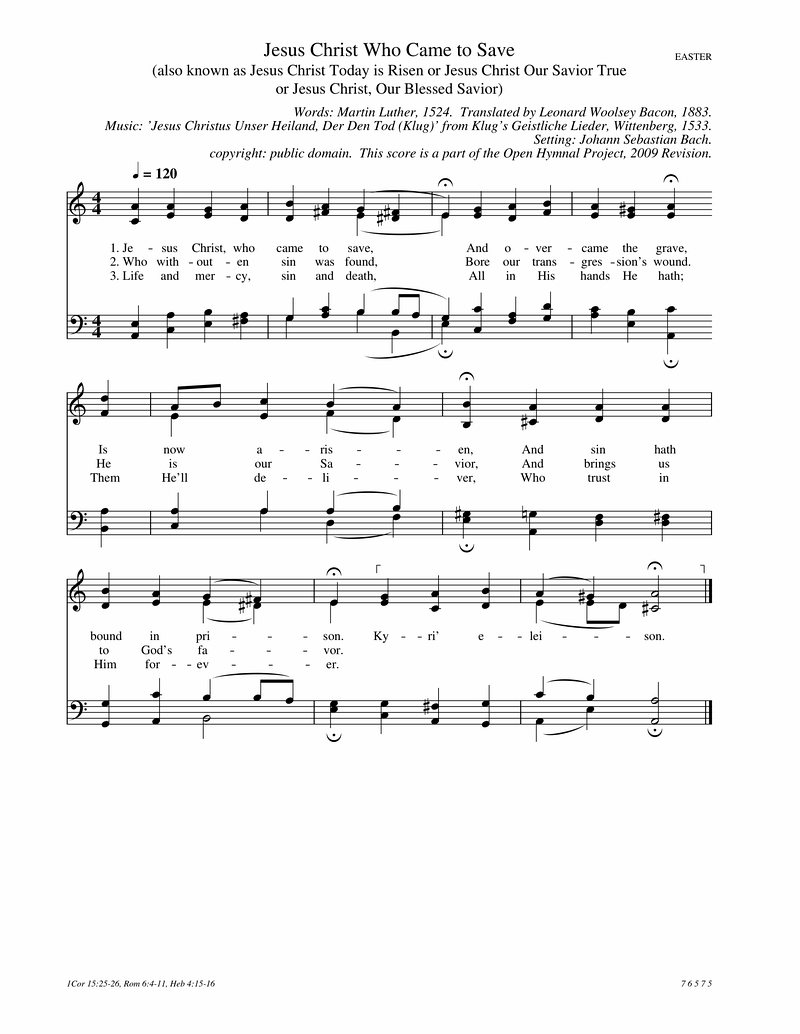Jesus Christ Who Came To Save Piano Sheet Music Page 1 Free PDF
