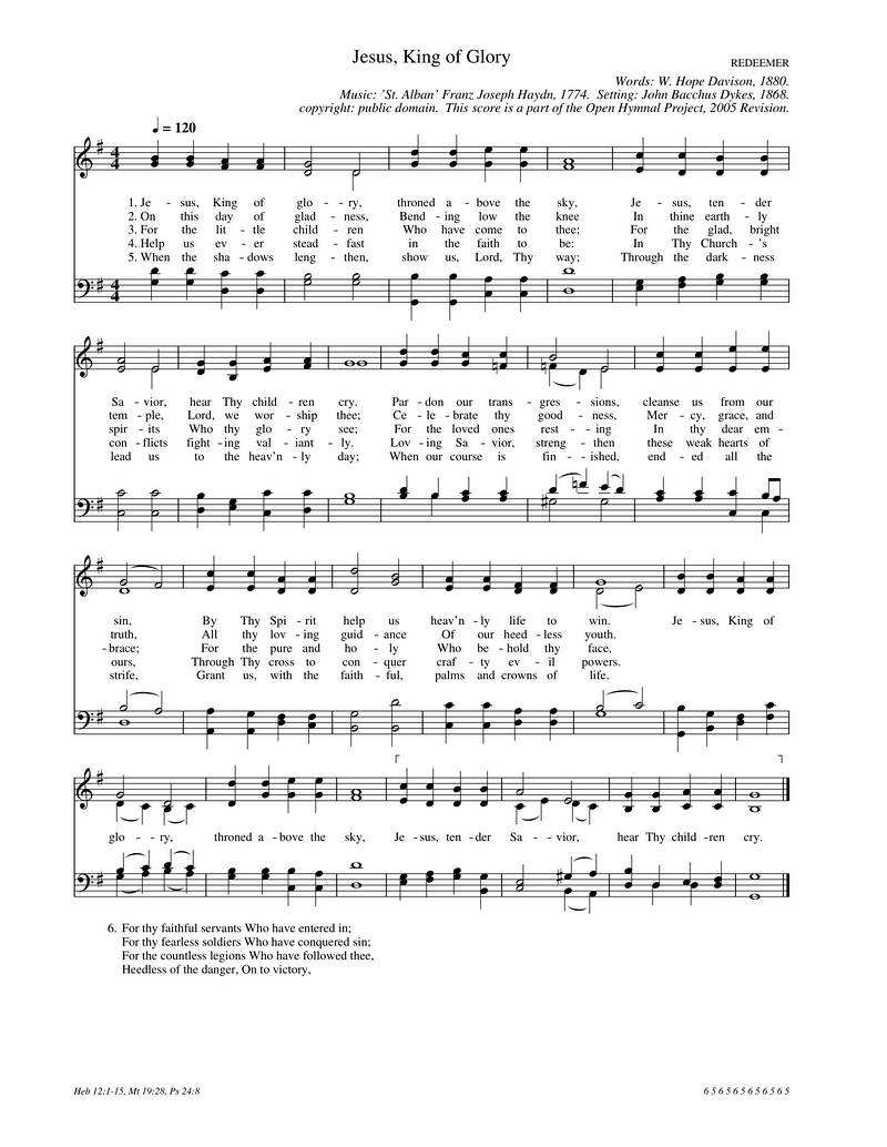 Jesus King Of Glory Piano Sheet Music Page 1 Free PDF