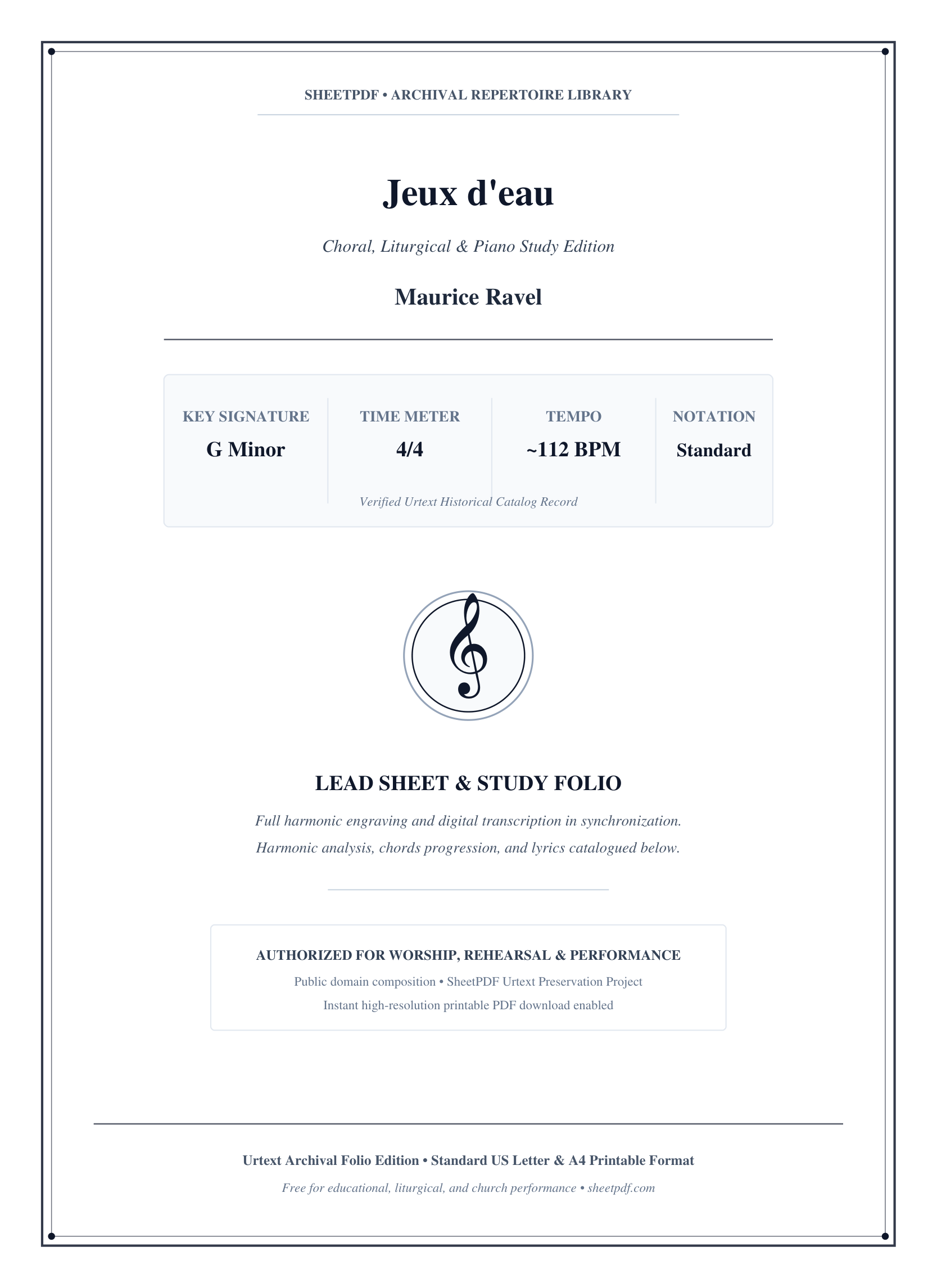 Jeux d'eau Piano Sheet Music Page 1 Free PDF
