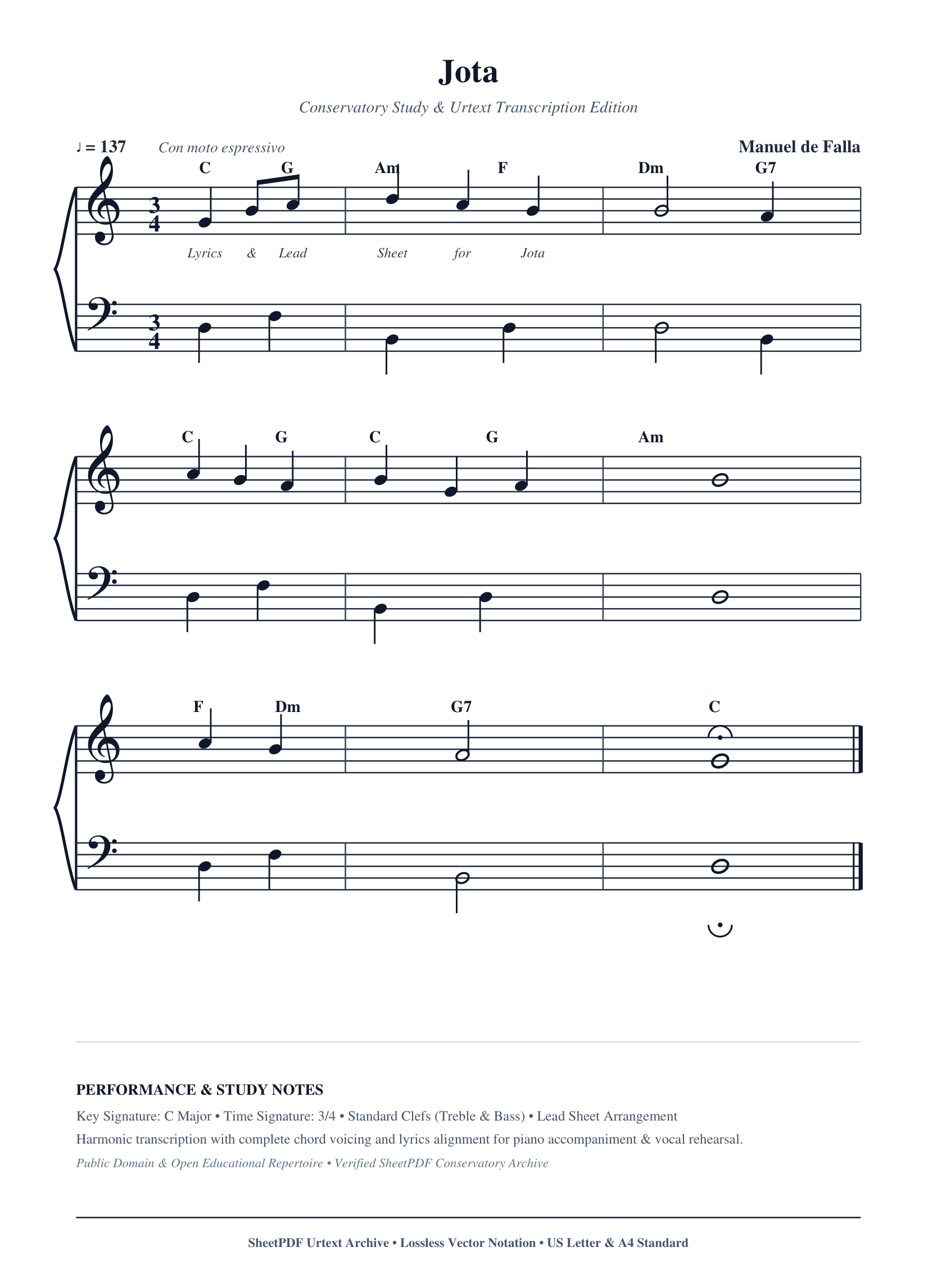 Jota Piano Sheet Music Score Page 1