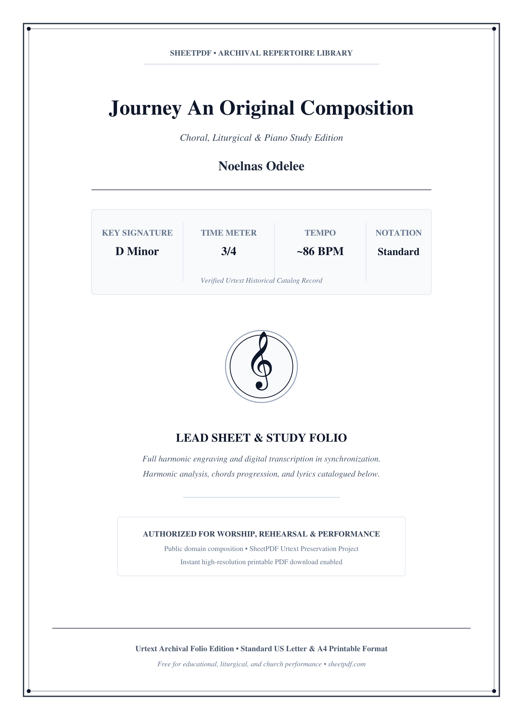 Journey An Original Composition Piano Sheet Music Score Page 1