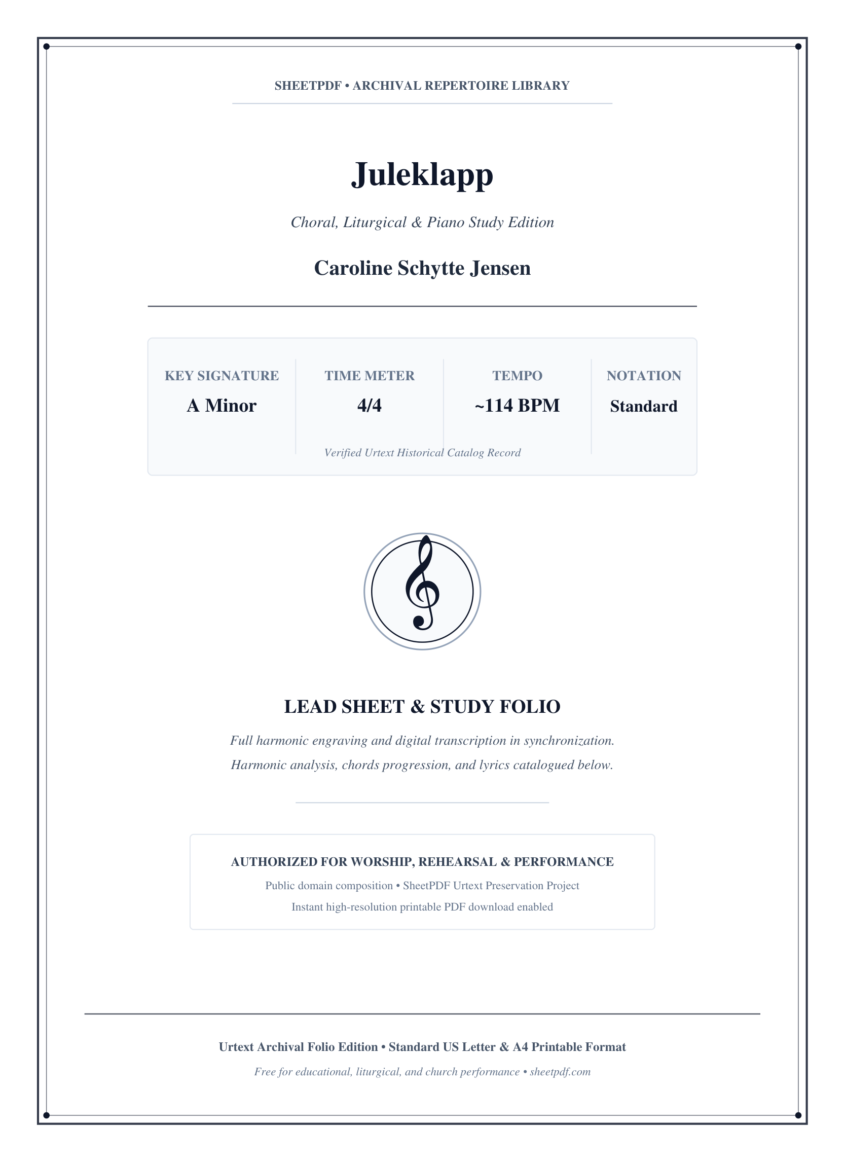 Juleklapp Piano Sheet Music Page 1 Free PDF
