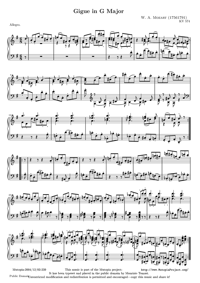 K574 Piano Sheet Music Page 1 Free PDF