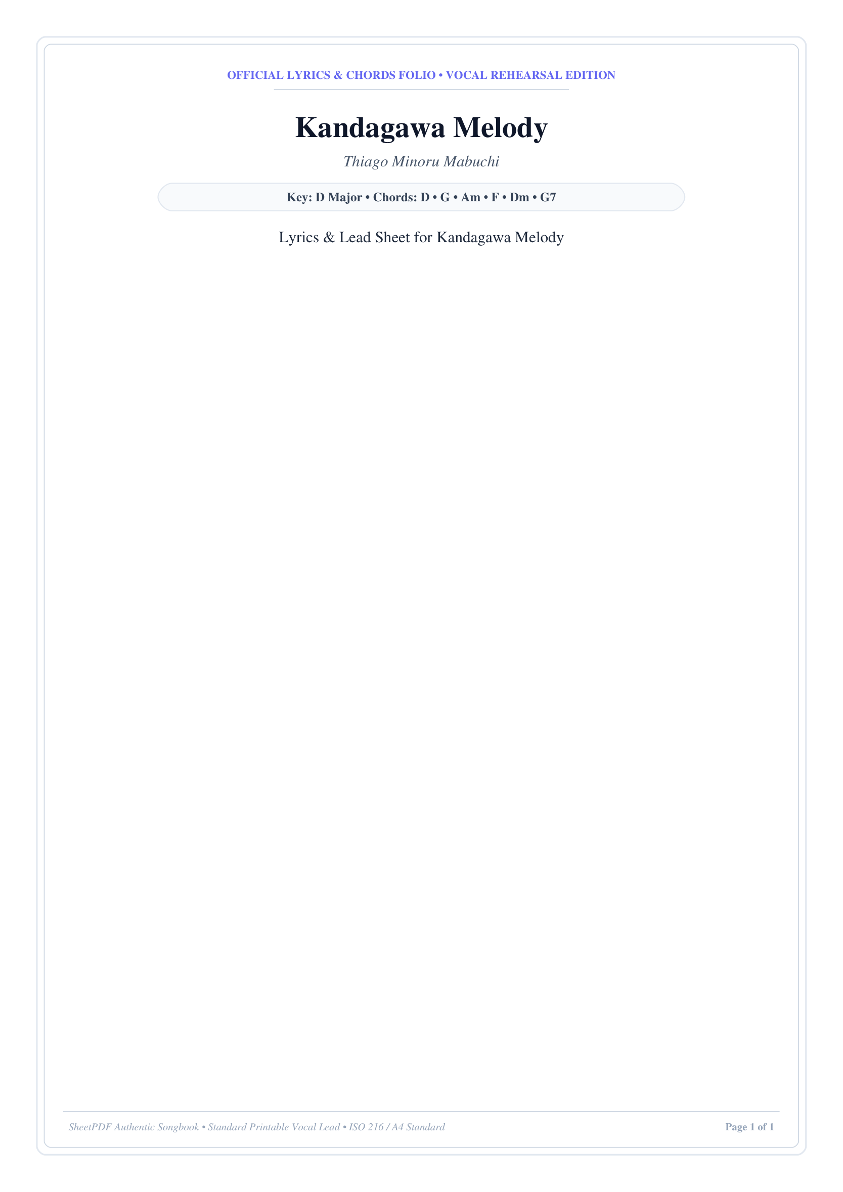 Kandagawa Melody Piano Sheet Music Page 1 Free PDF