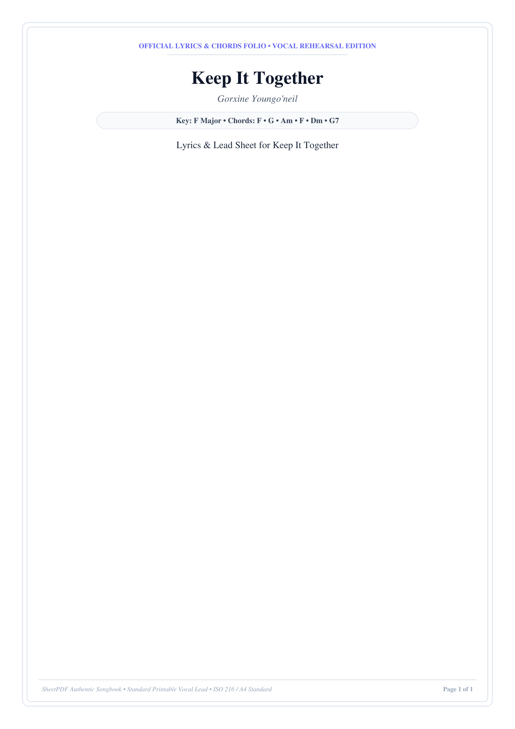 Keep It Together Piano Sheet Music Page 1 Free PDF