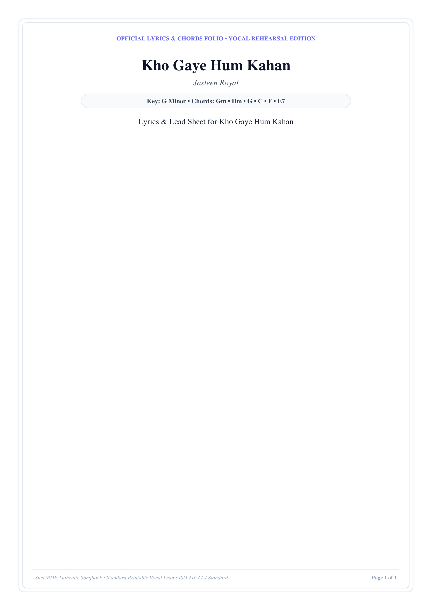 Kho Gaye Hum Kahan Piano Sheet Music Page 1 Free PDF