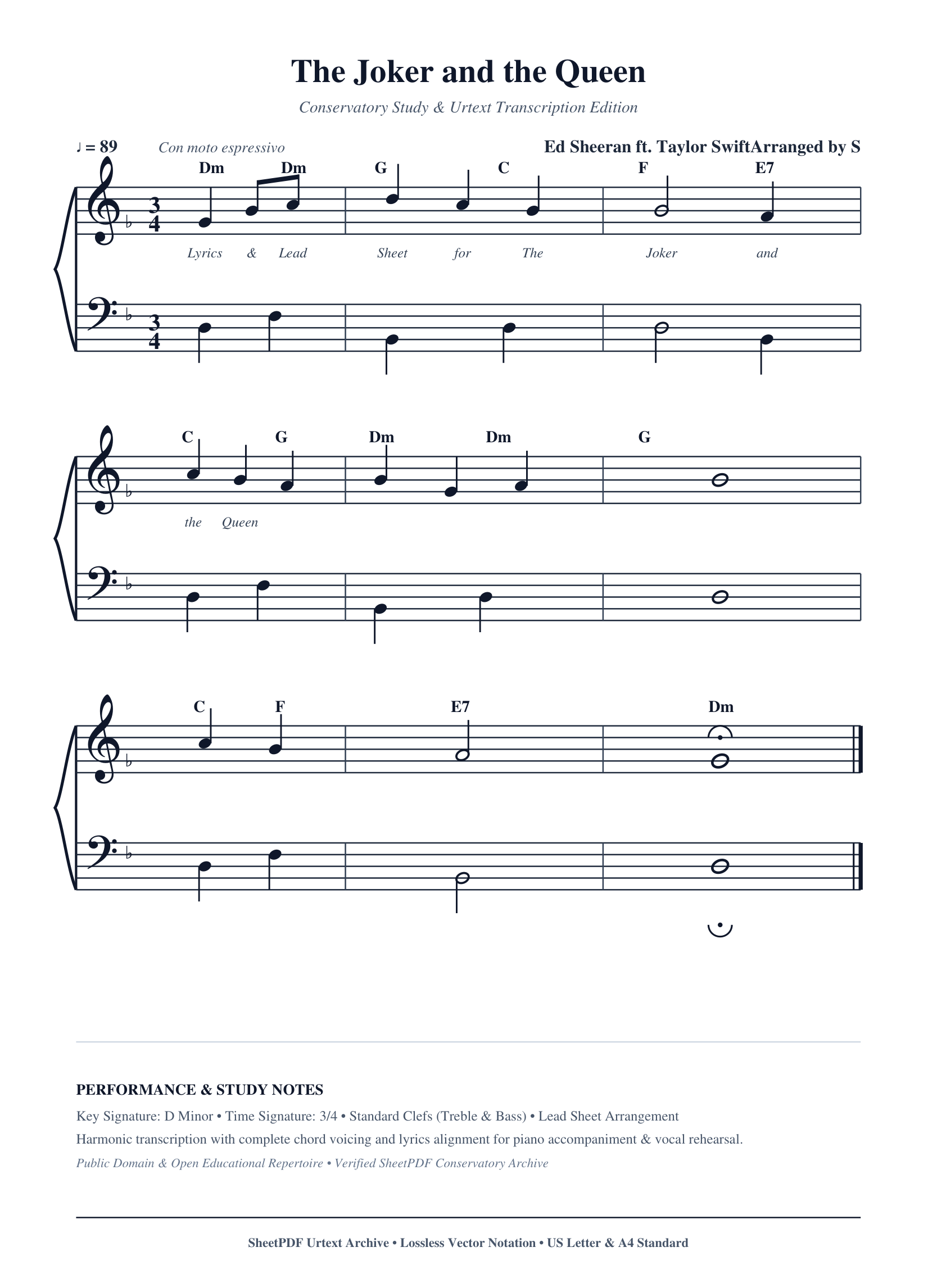 The Joker and the Queen Piano Sheet Music Page 1 Free PDF