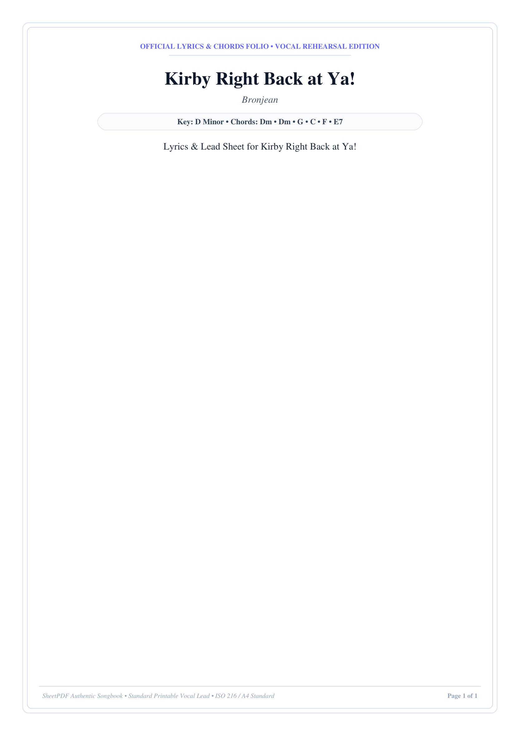 Kirby Right Back at Ya! Piano Sheet Music Page 1 Free PDF