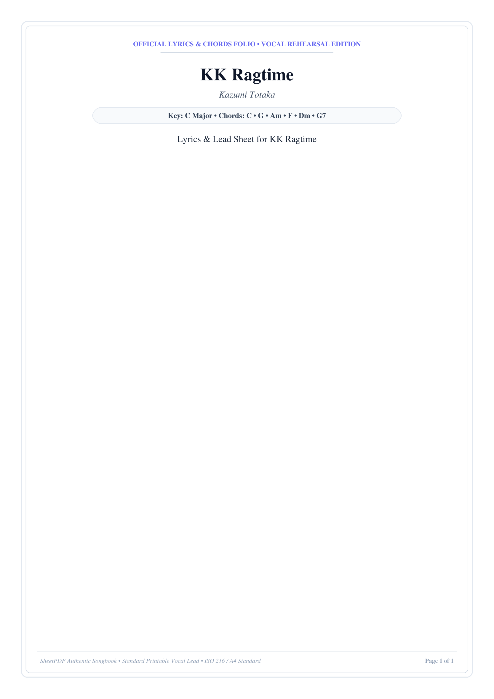 KK Ragtime Piano Sheet Music Page 1 Free PDF