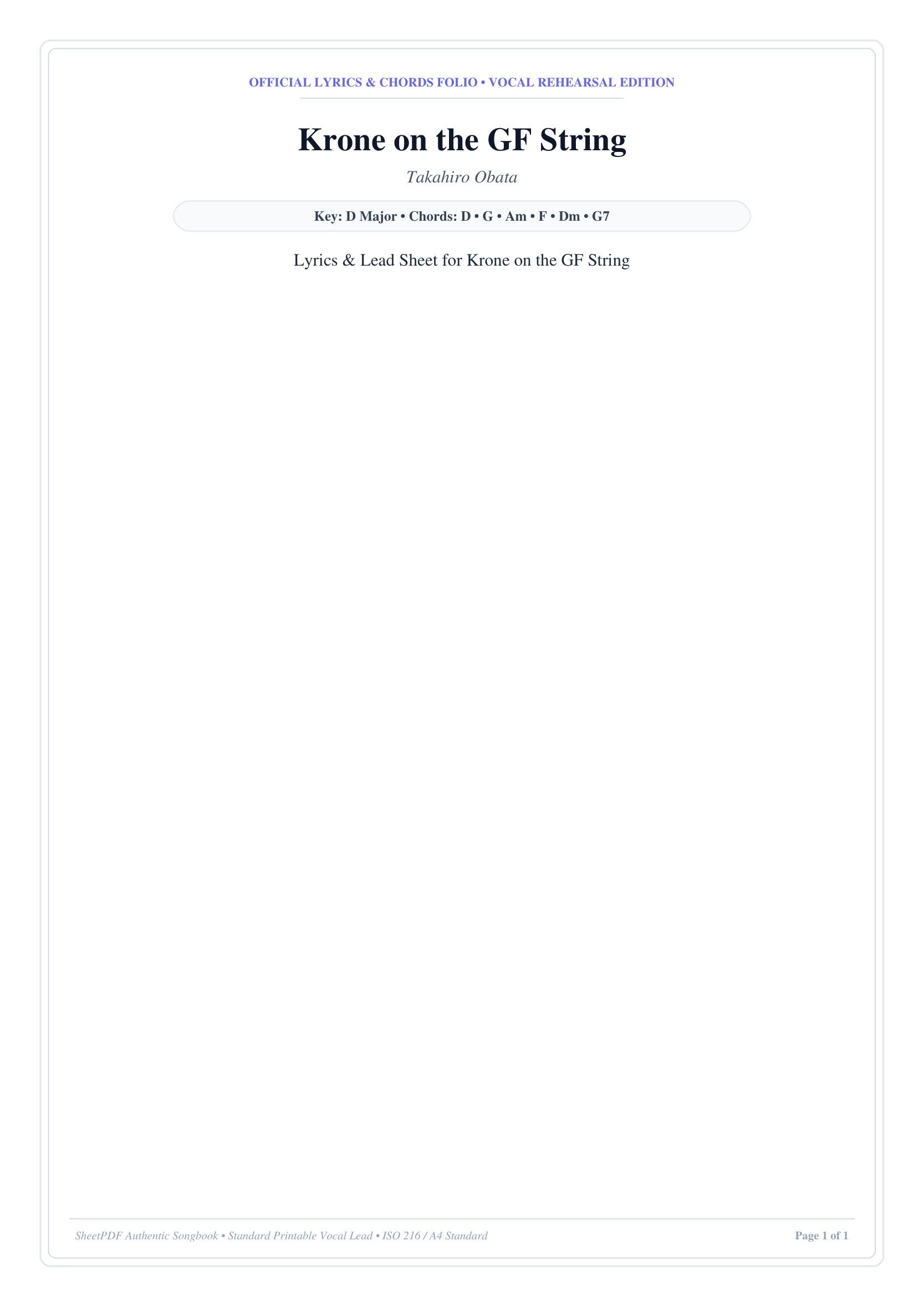 Krone on the GF String Lyrics & Chords Folio