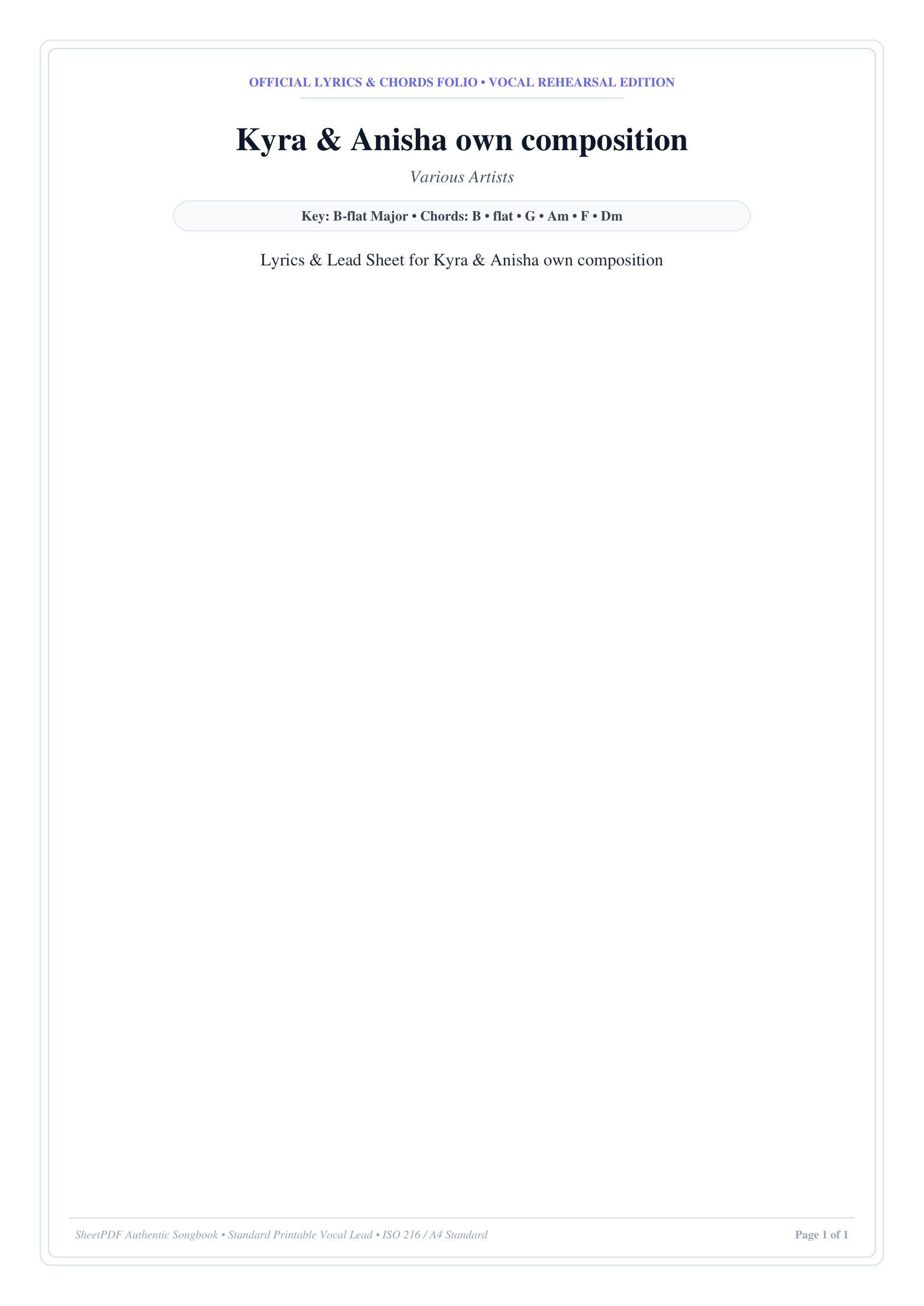 Kyra & Anisha own composition Piano Sheet Music Page 1 Free PDF