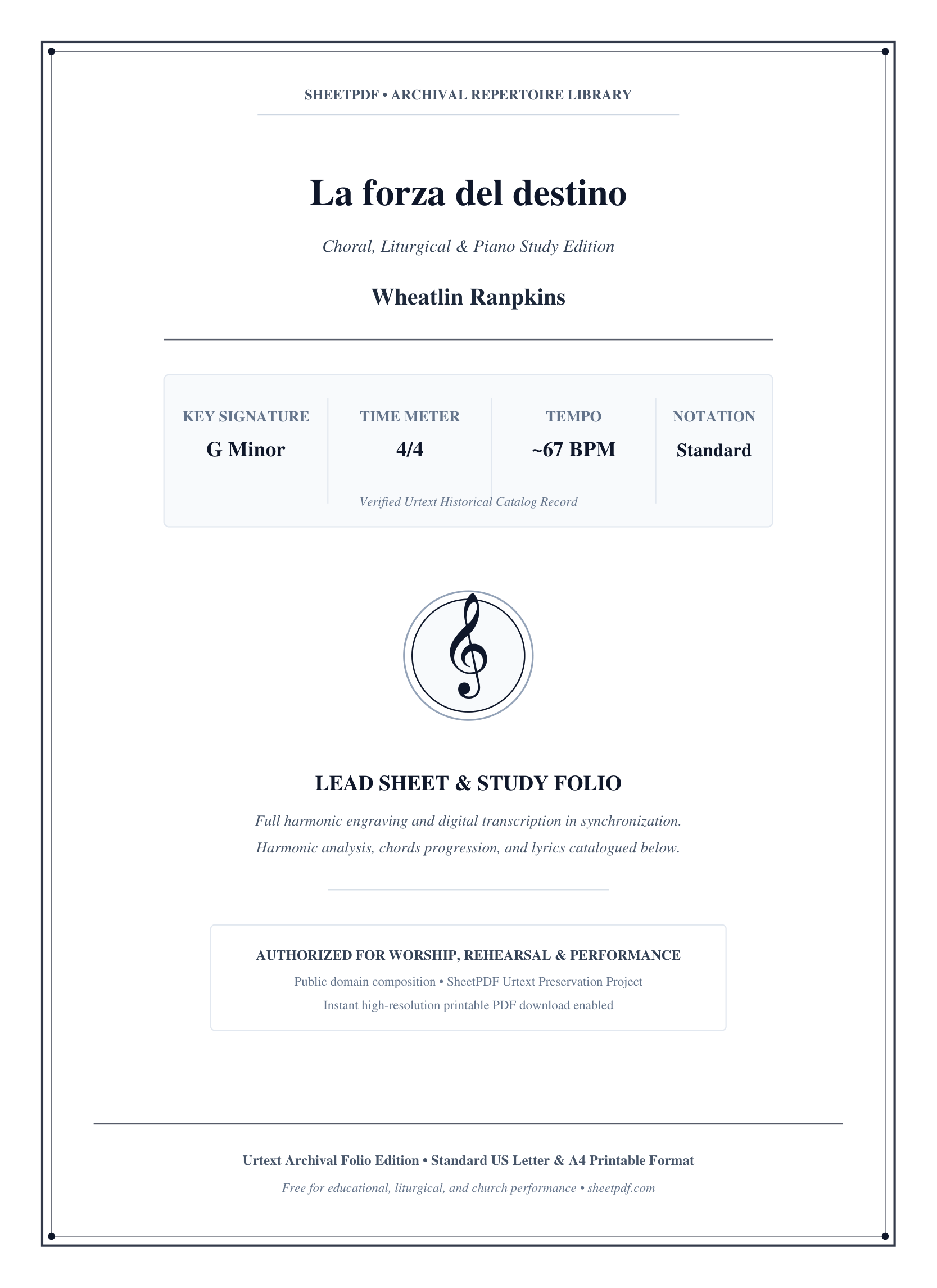 La forza del destino Piano Sheet Music Page 1 Free PDF