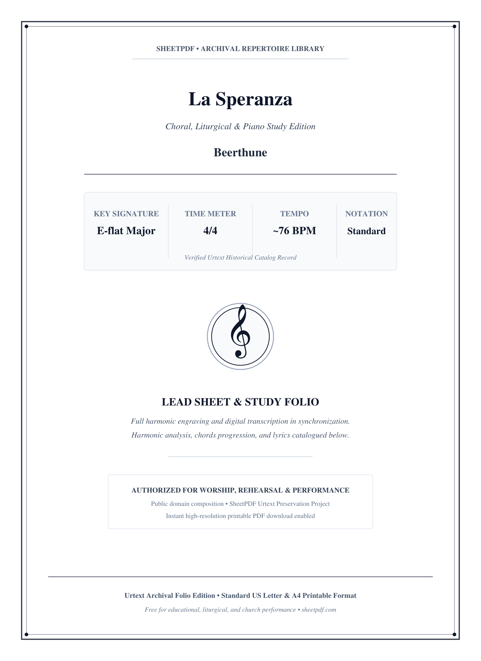 La Speranza Piano Sheet Music Score Page 1
