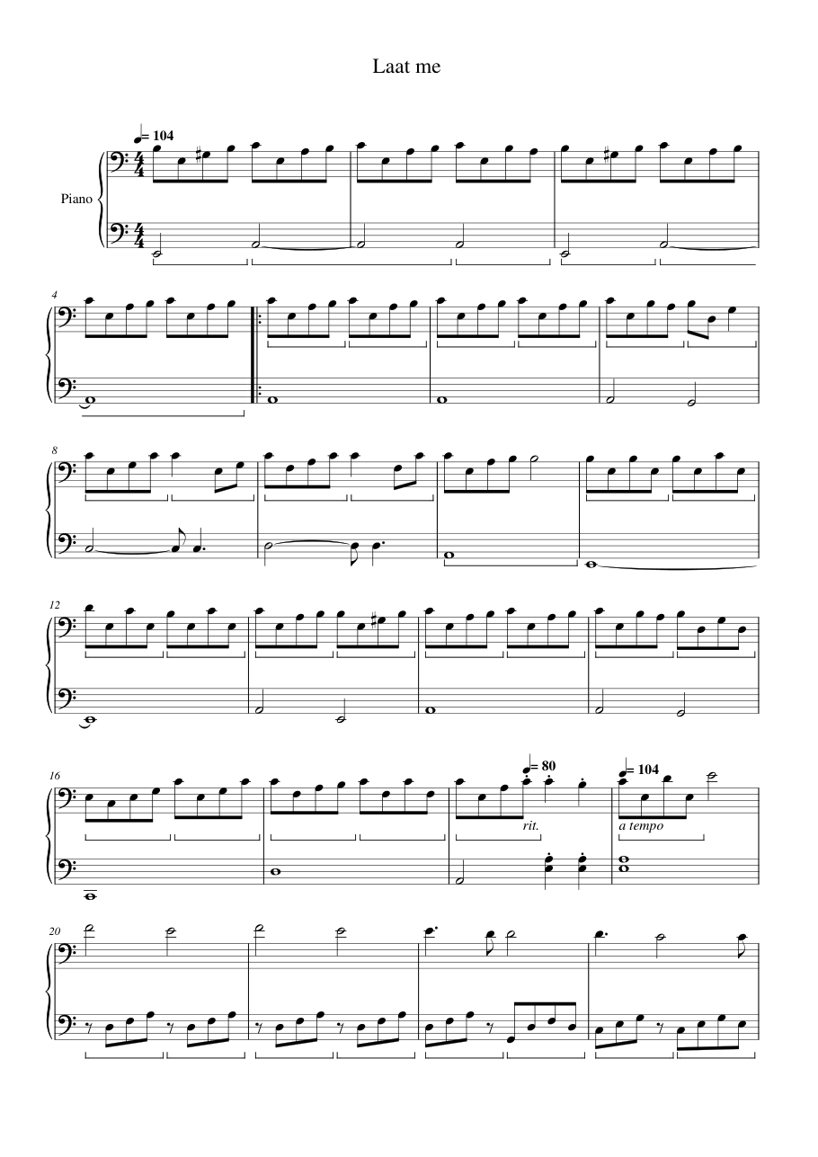 Laat Me Piano Sheet Music Page 1 Free PDF