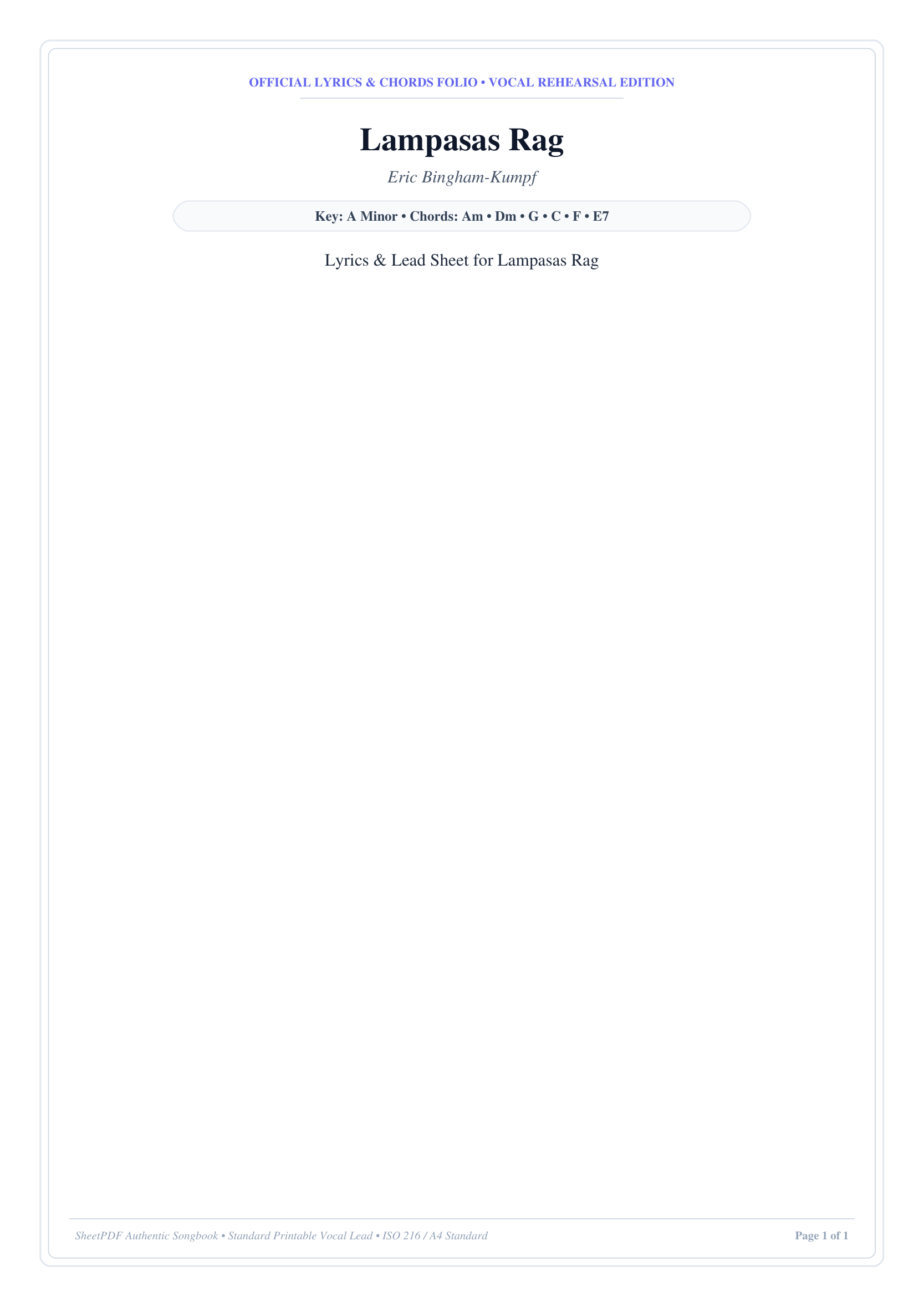 Lampasas Rag Piano Sheet Music Page 1 Free PDF