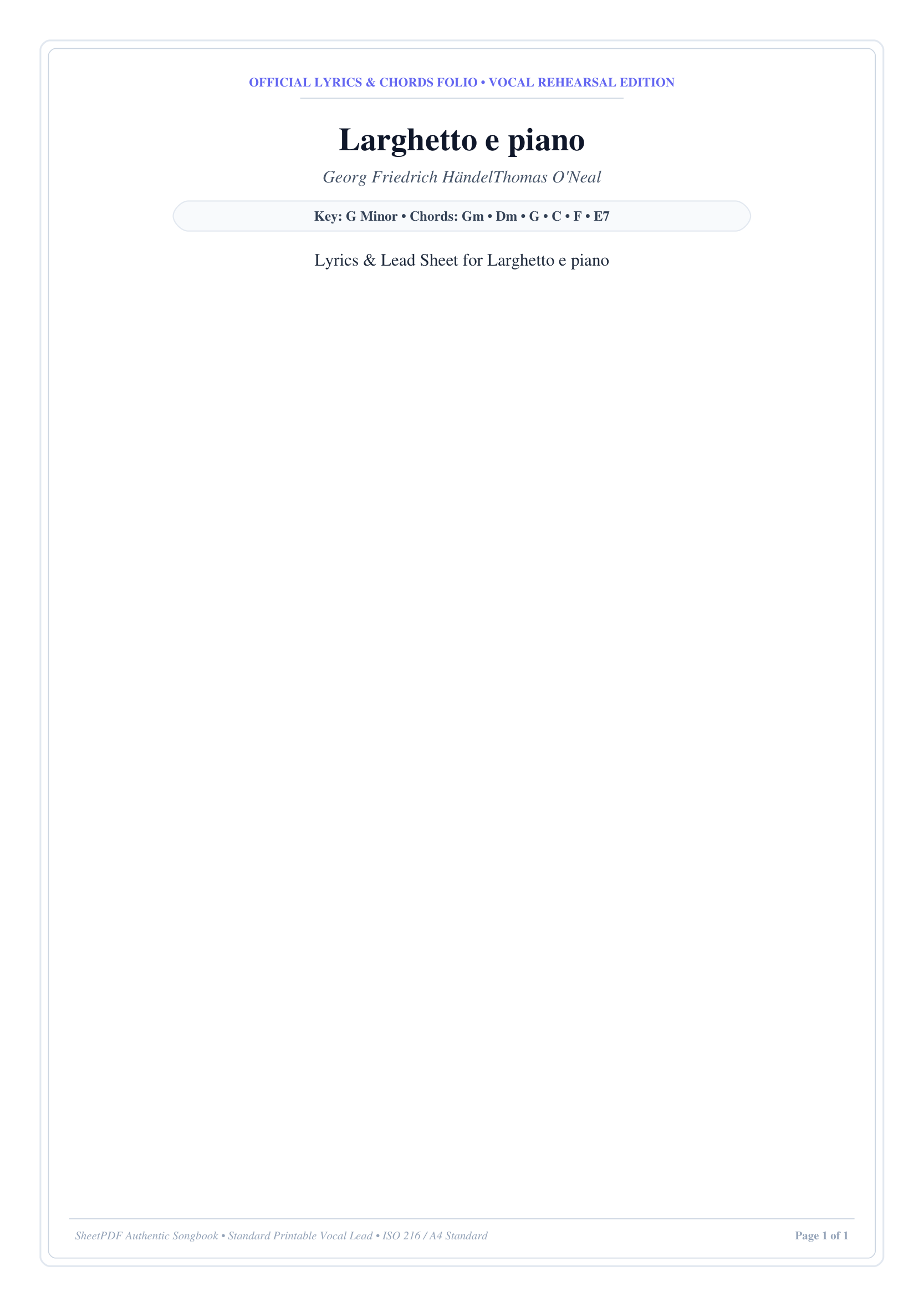 Larghetto e piano Piano Sheet Music Page 1 Free PDF