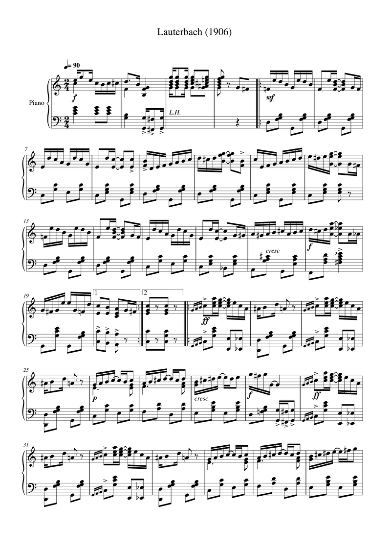 Lauterbach (1906) Piano Sheet Music Page 1 Free PDF