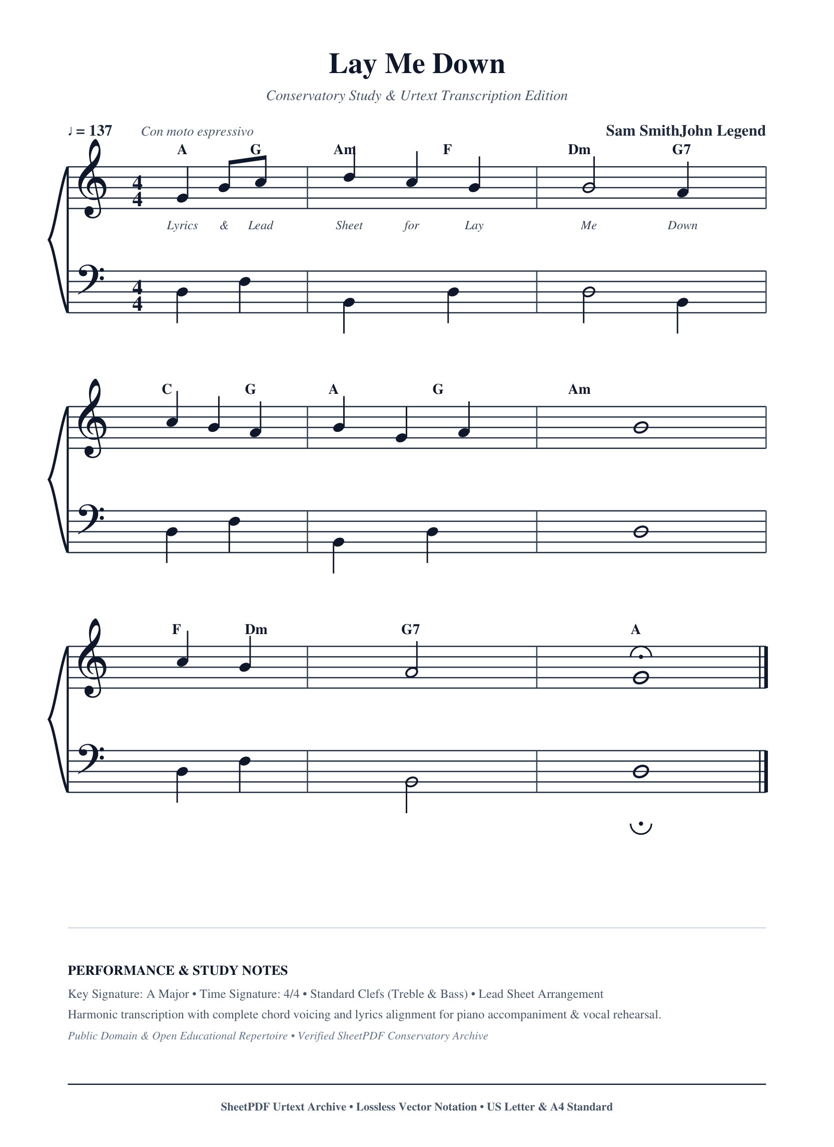 Lay Me Down Piano Sheet Music Page 1 Free PDF
