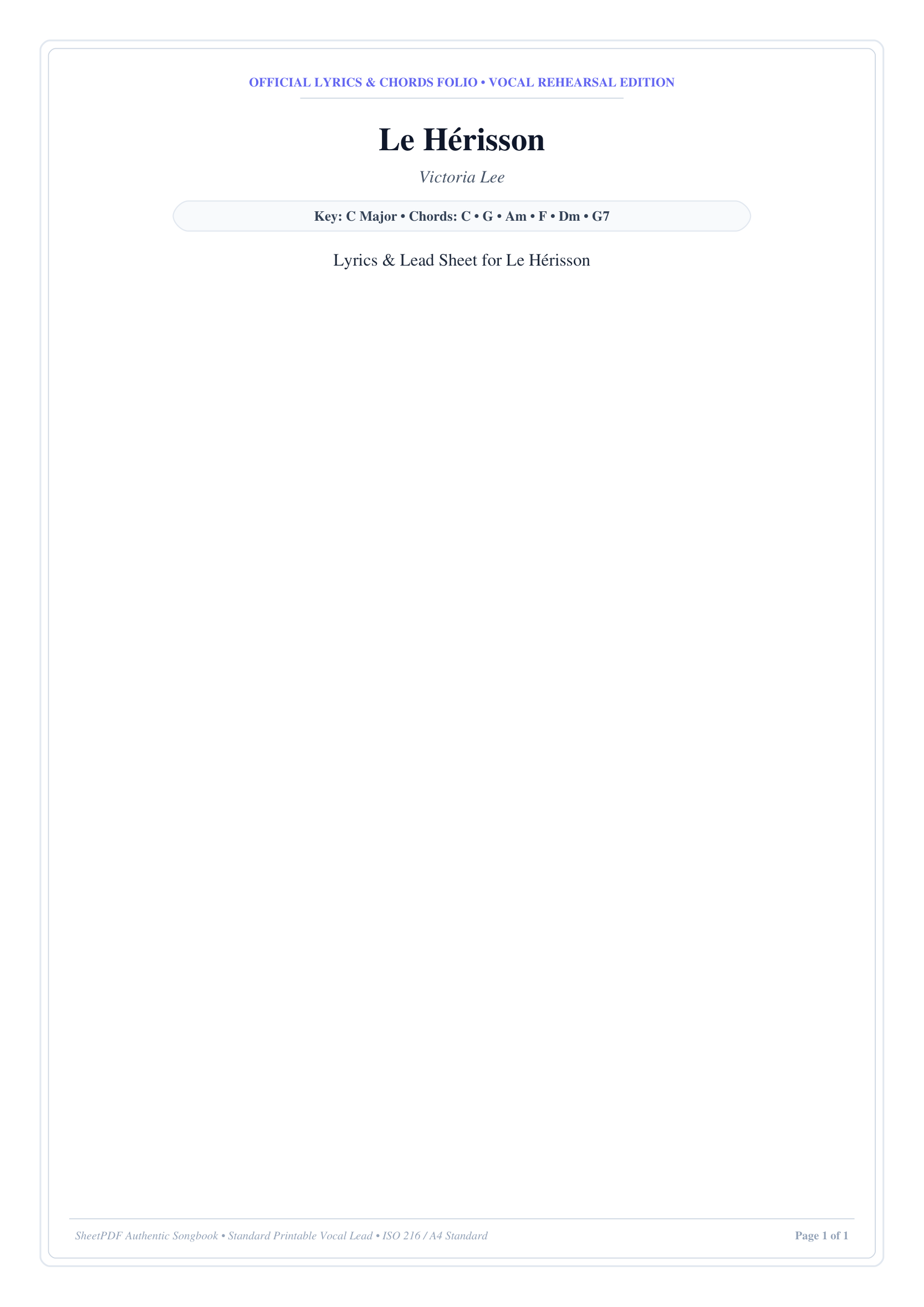 Le Hérisson Lyrics & Chords Folio