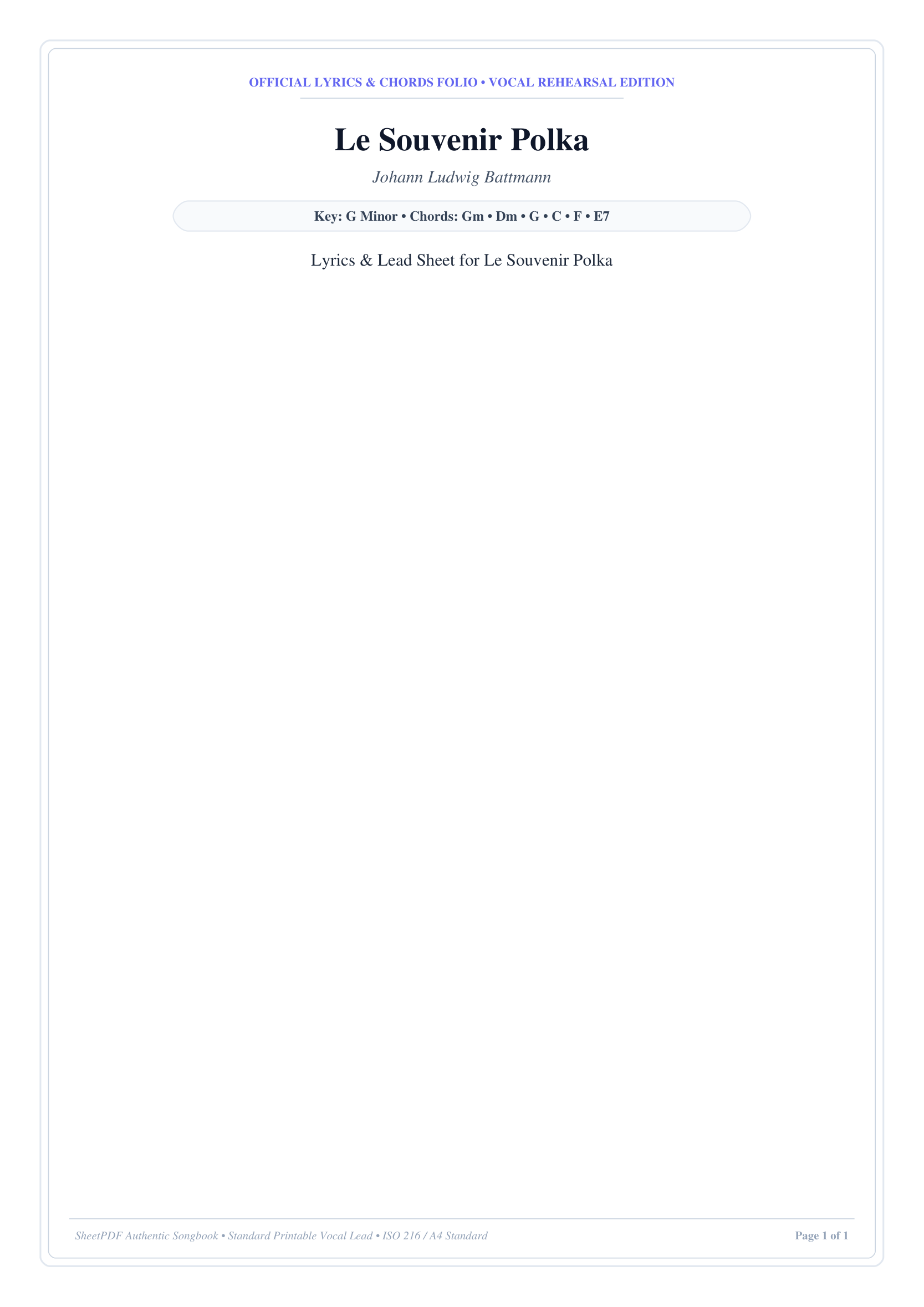Le Souvenir Polka Piano Sheet Music Page 1 Free PDF