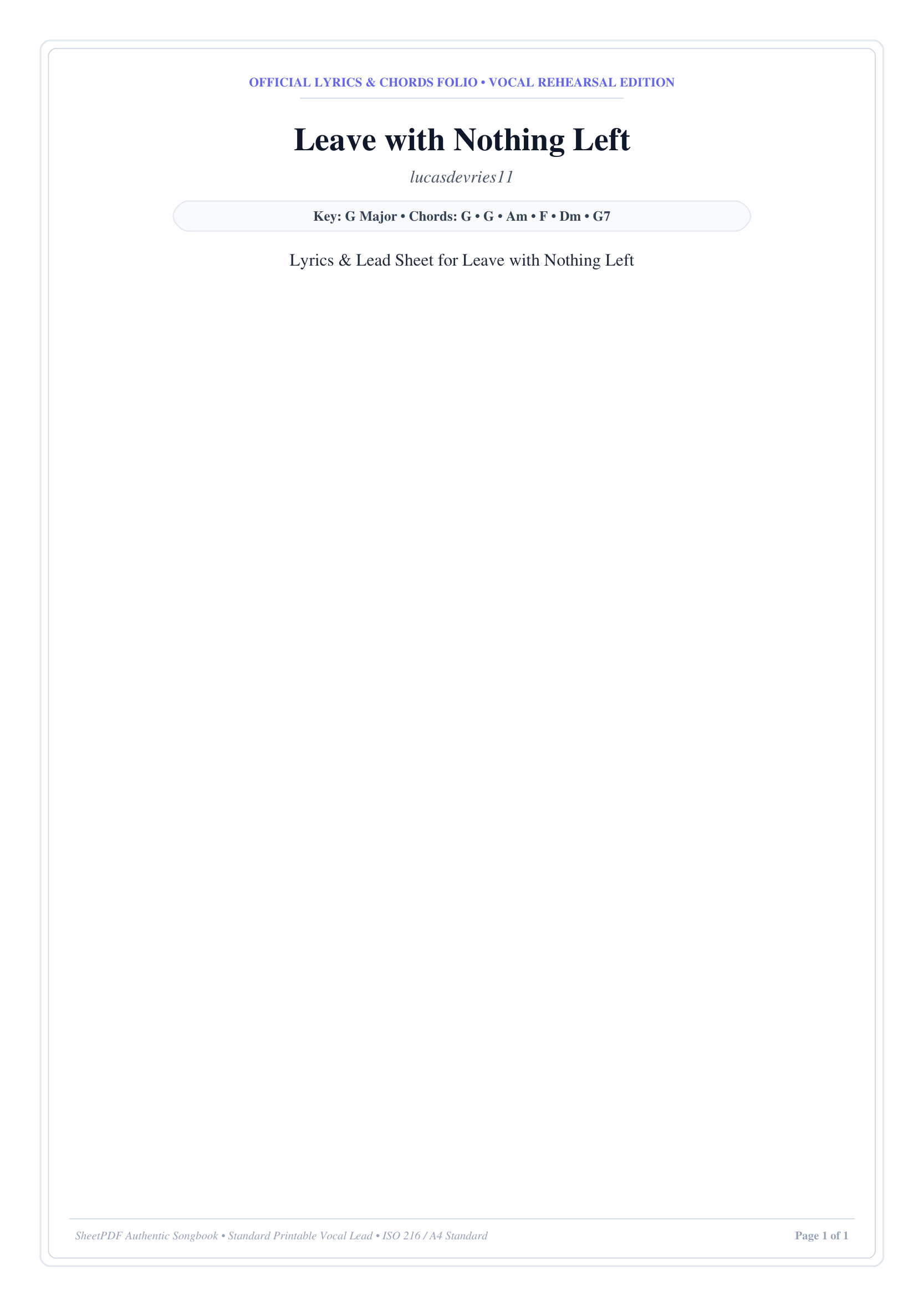 Leave with Nothing Left Lyrics & Chords Folio