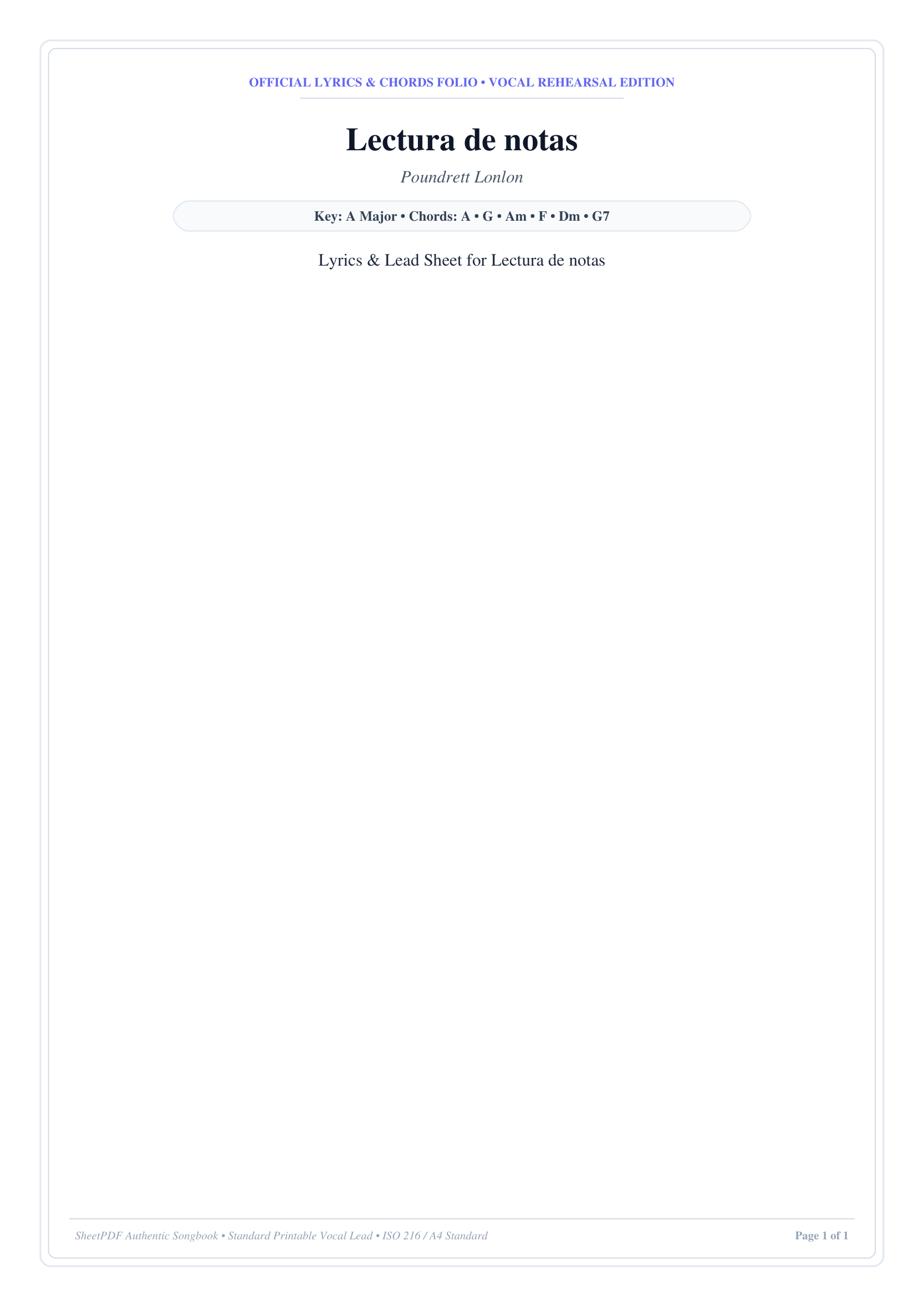 Lectura de notas Piano Sheet Music Score Page 1