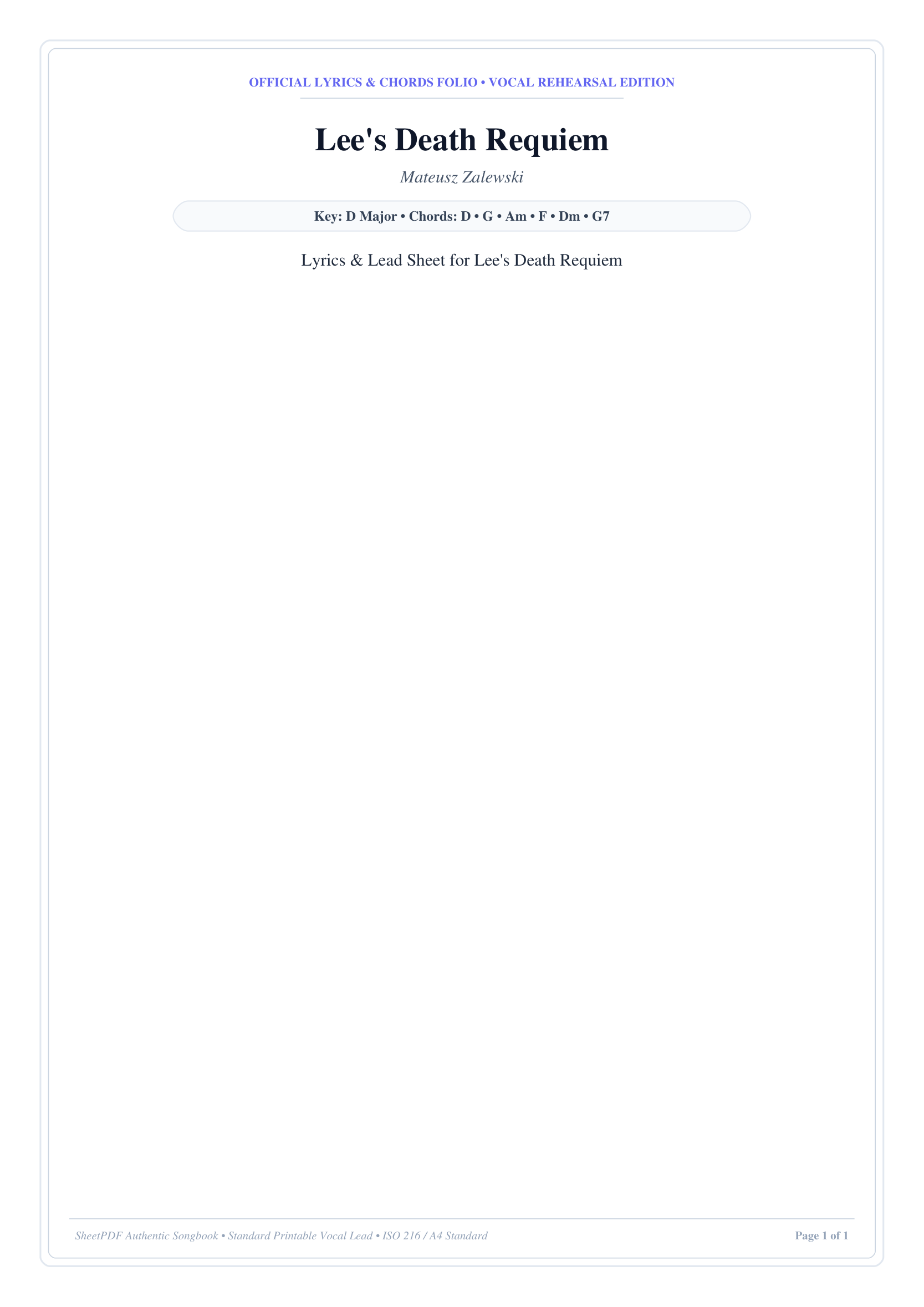 Lee's Death Requiem Lyrics & Chords Folio
