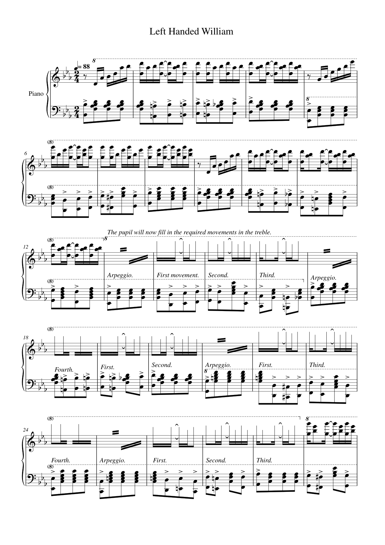 Left Handed William Piano Sheet Music Page 1 Free PDF