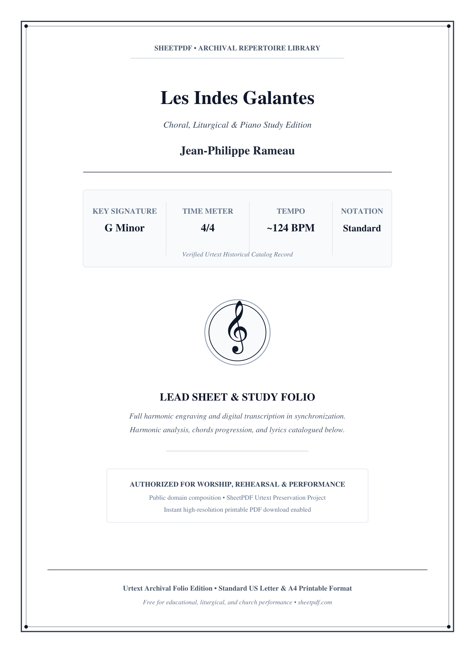 Les Indes Galantes Piano Sheet Music Page 1 Free PDF