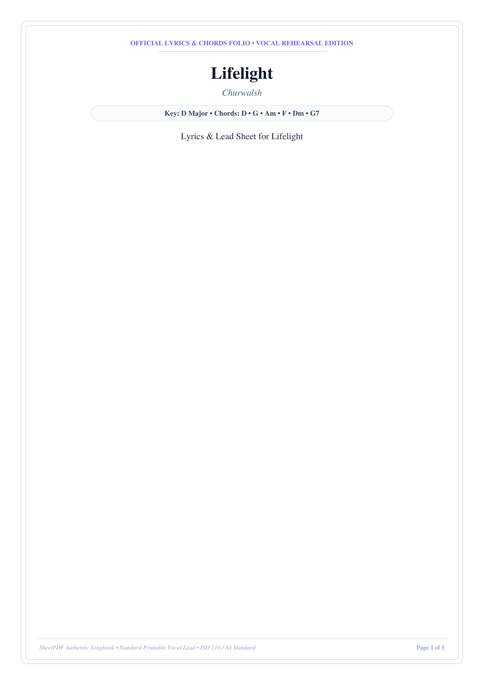 Lifelight Piano Sheet Music Page 1 Free PDF